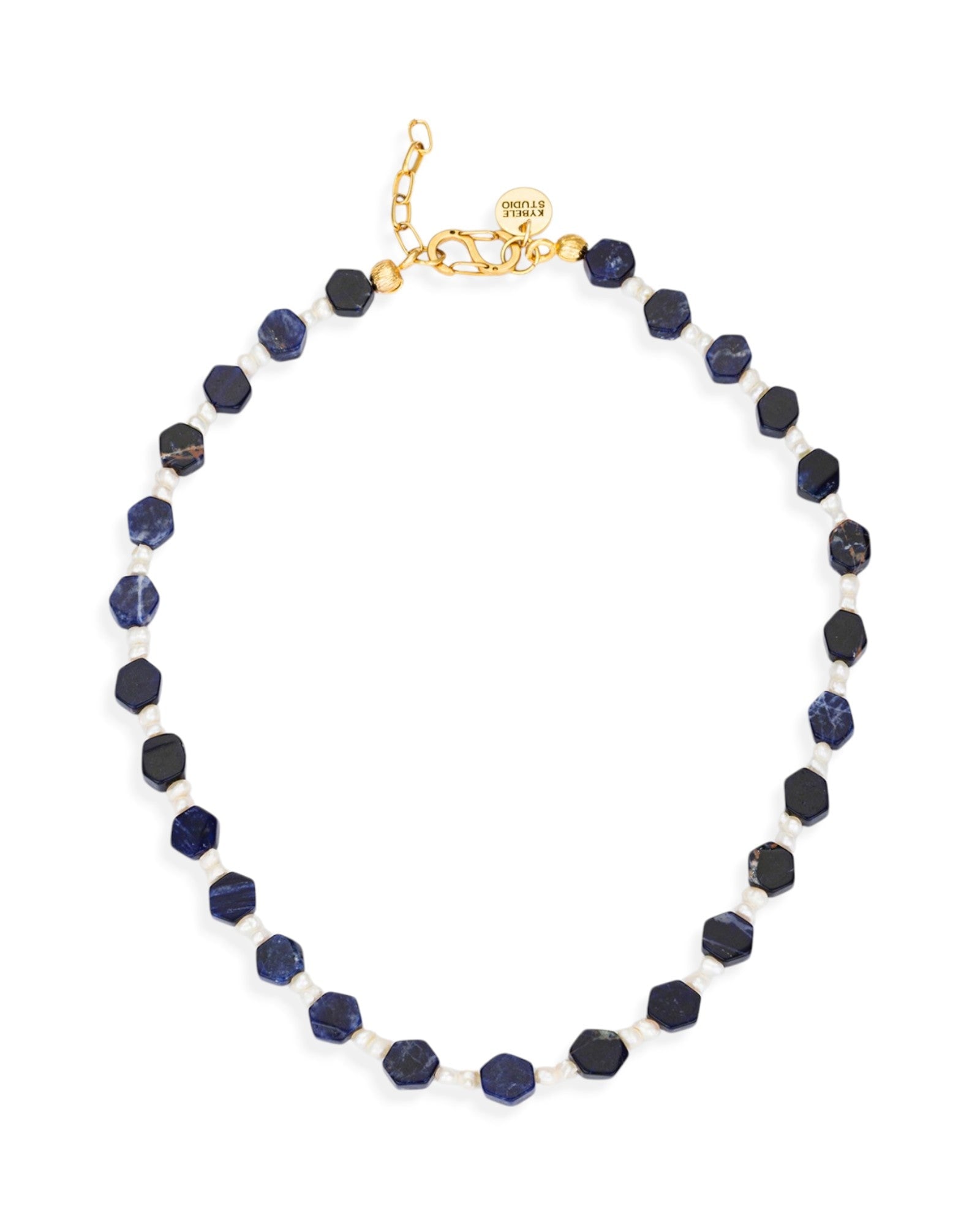 Kybele Studio Women's Blue / White / Gold Midnight Glow Necklace With Iolite & Pearls