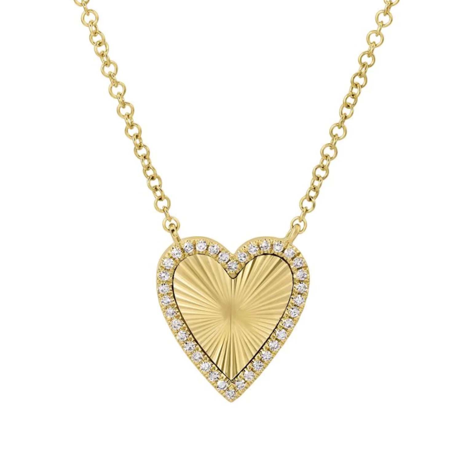 770 Fine Jewelry Women's Gold Fluted Heart Diamond Necklace In Gray