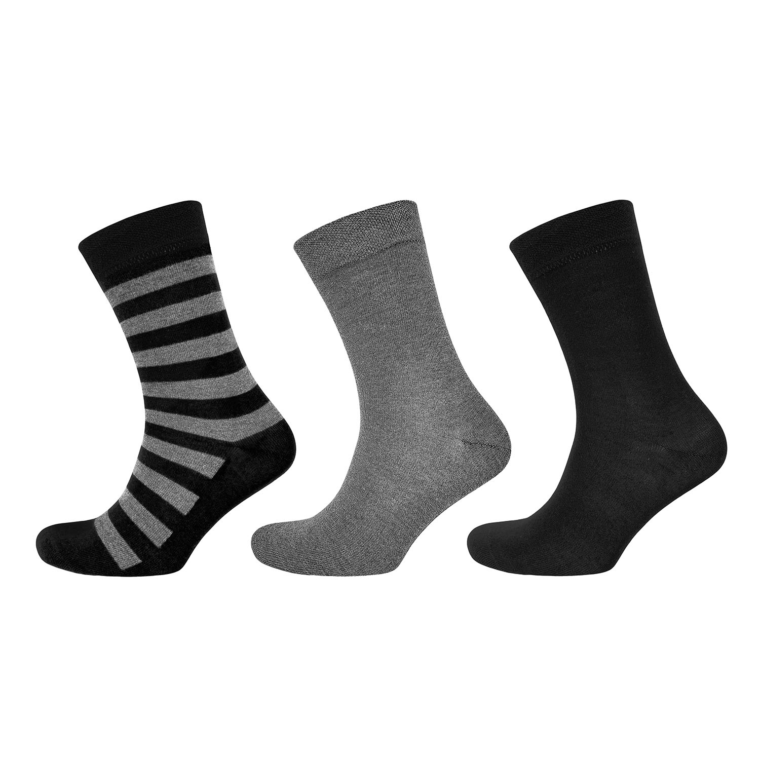 Men’s Black / Grey Black, Grey & Striped Bamboo Socks Greentreat