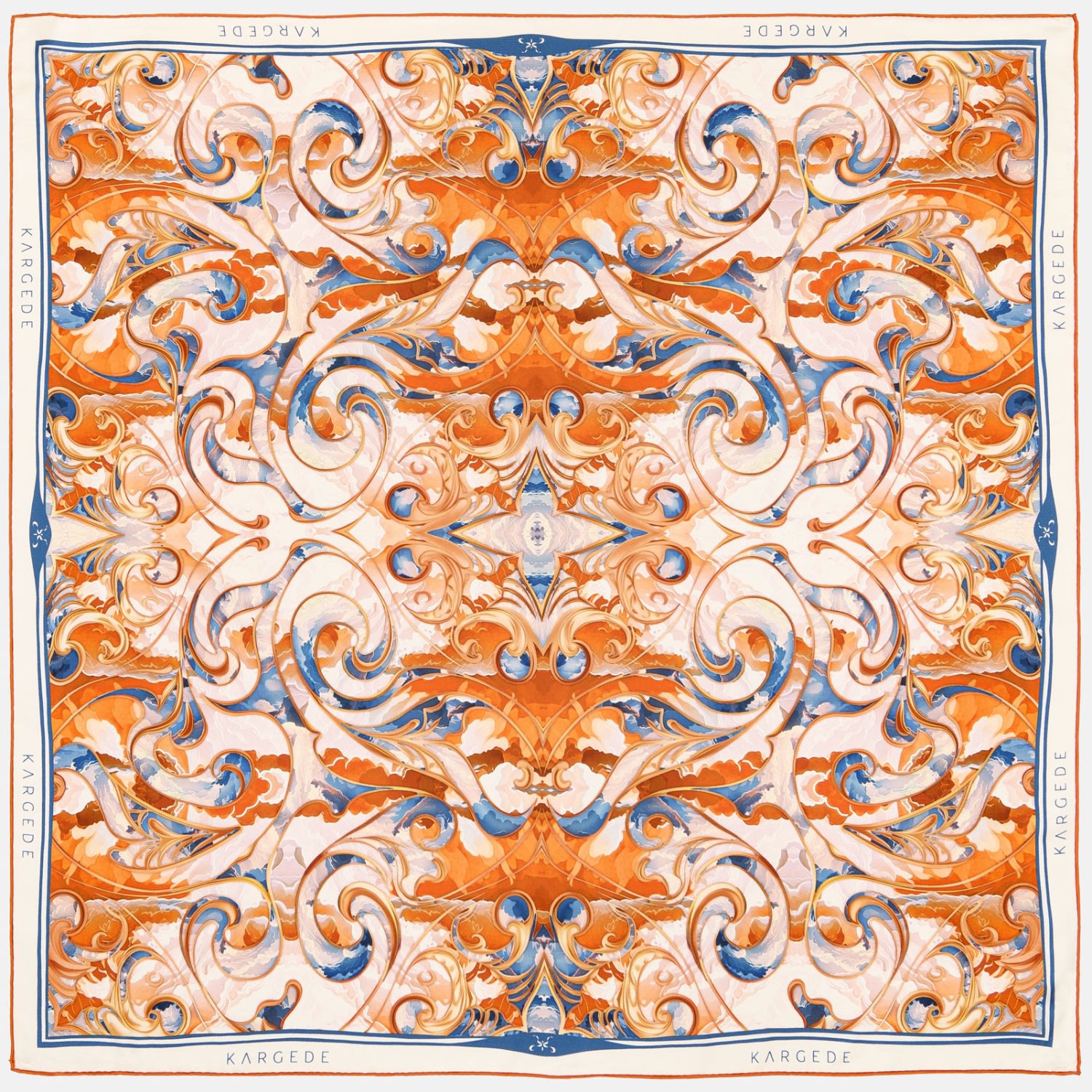 Kargede Women's Yellow / Orange Orange Designer Silk Scarf – Square, Mulberry Twill In Yellow/orange