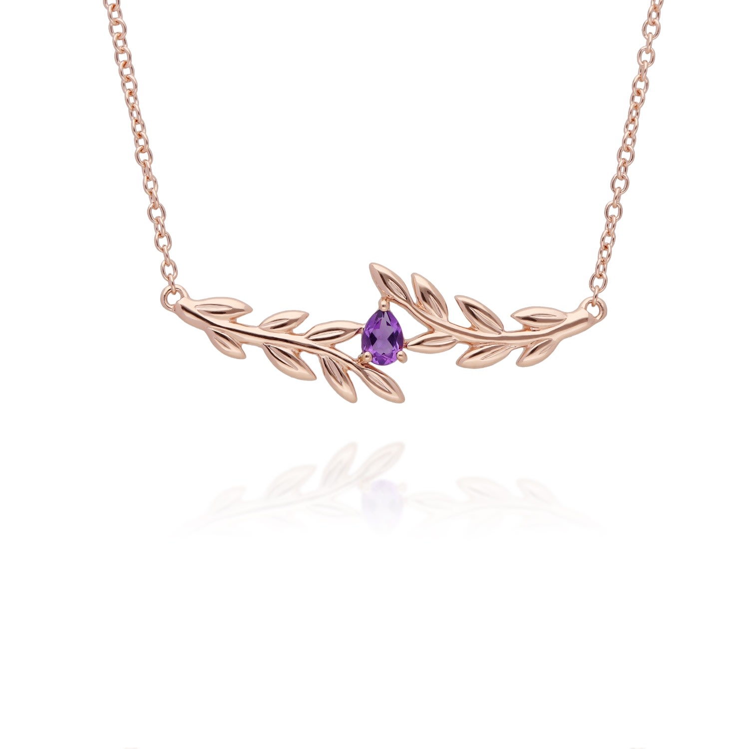 Women’s Pink / Purple O Leaf Amethyst Necklace In Rose Gold Gemondo