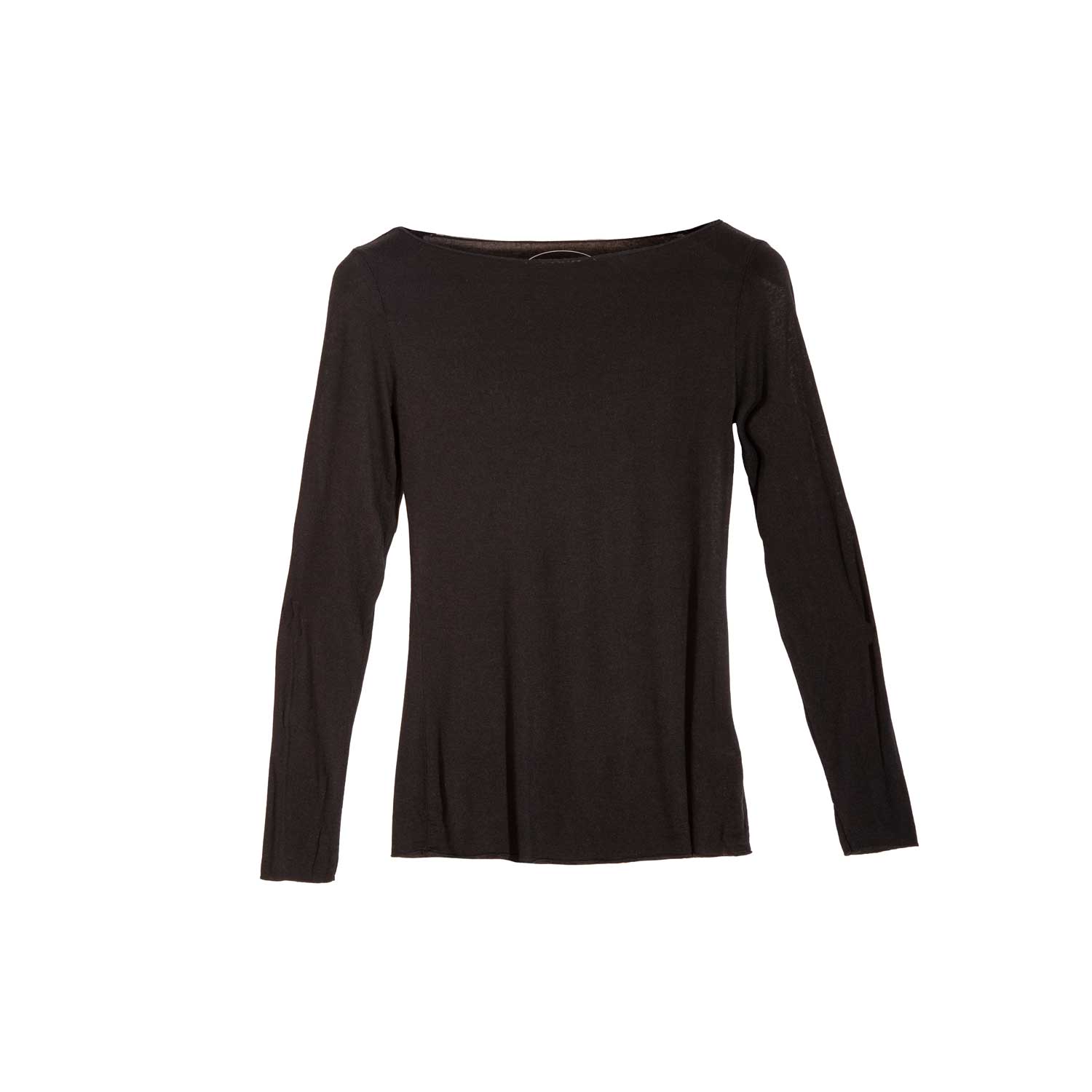 At Last... Women's Slash-neck Base Layer In Black In Black