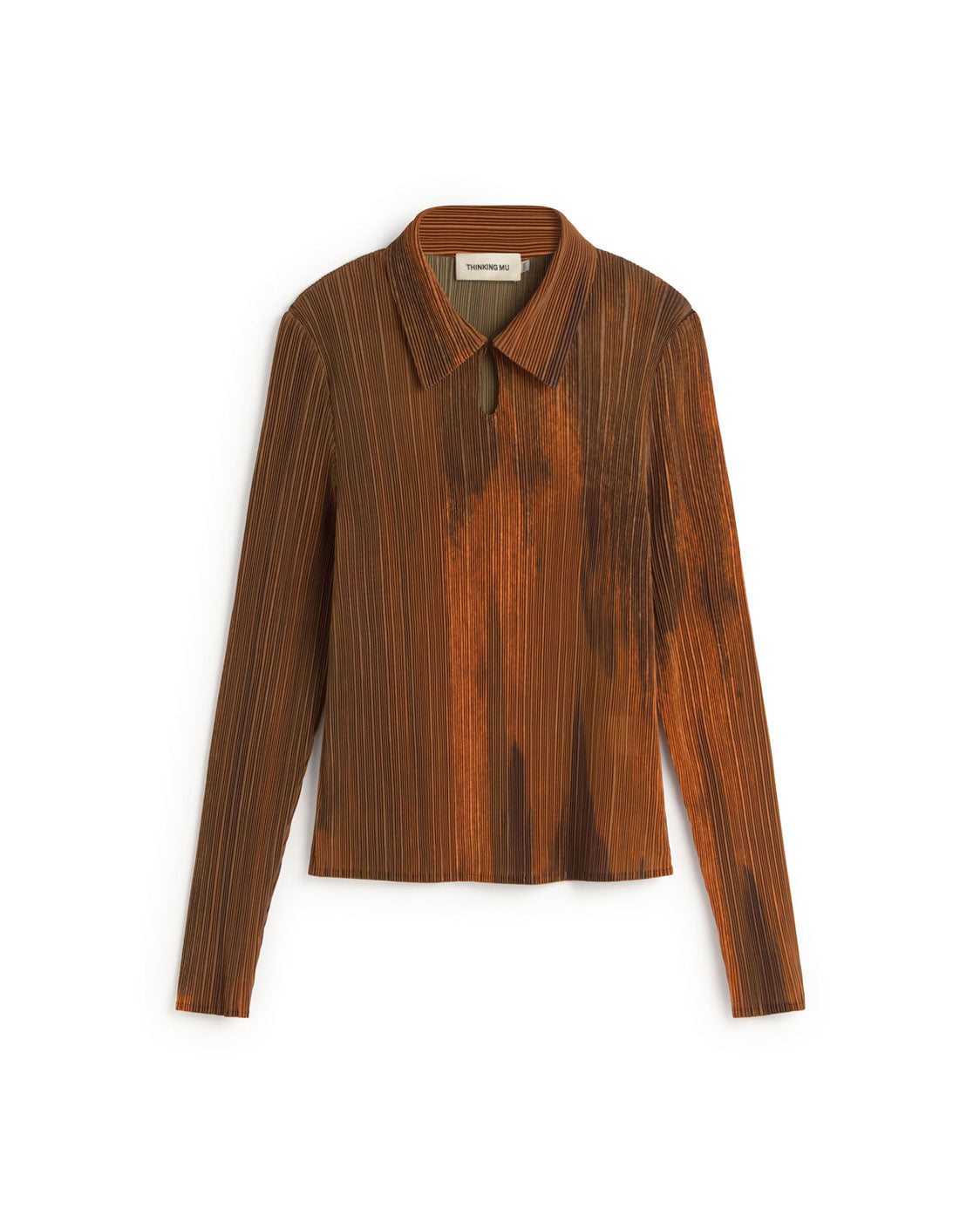 Thinking Mu Women's Orange Pleated Agostina Top In Brown