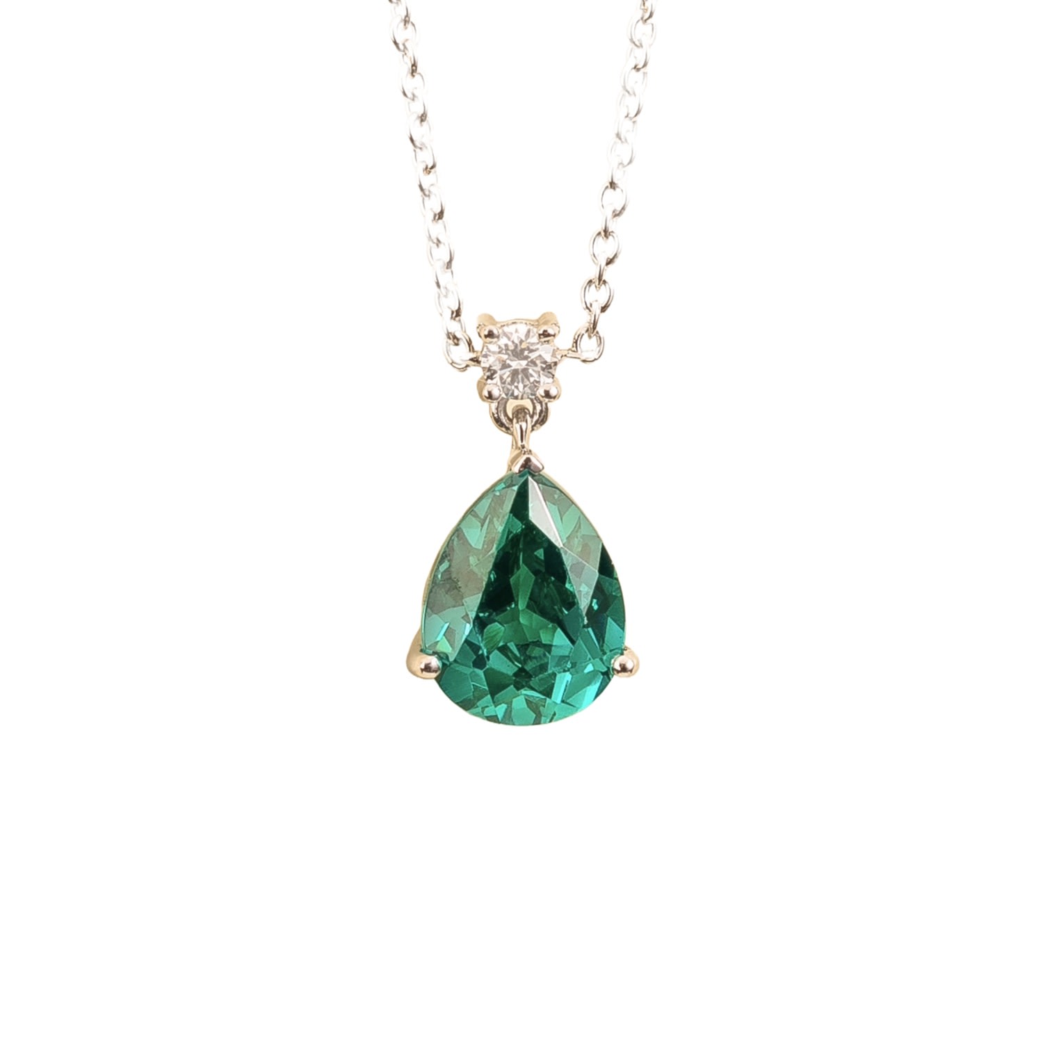 Juvetti Women's Blue / Silver / Green Ori Medium Pendant Necklace In Paraiba Sapphire & Diamond Set In White