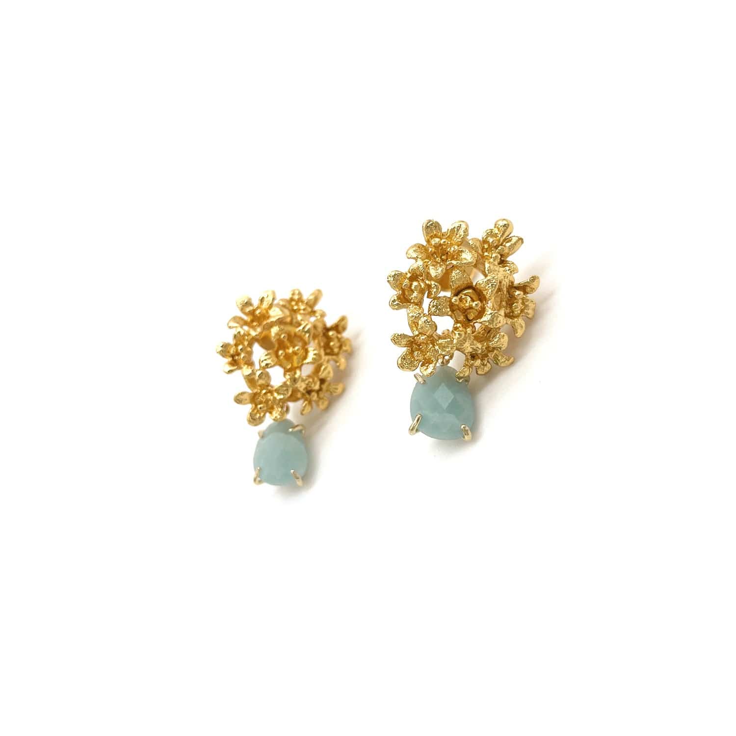 Women’s Gold Amazonite Gemstone Floral Bouquet Handmade Earring Adiba