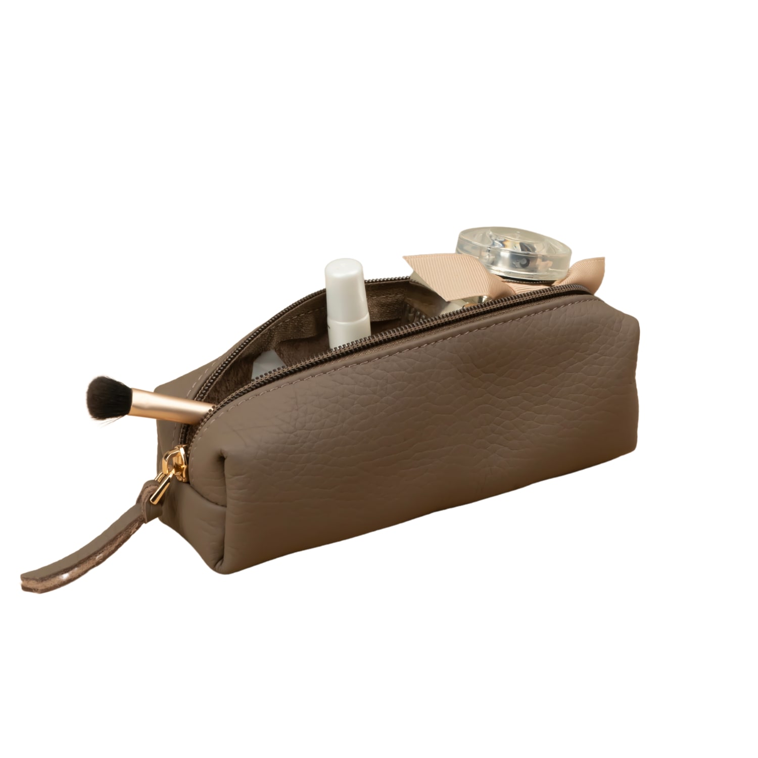 Leathere Women's Elegant Leather Makeup Bag - Cream - Aurora In Multi