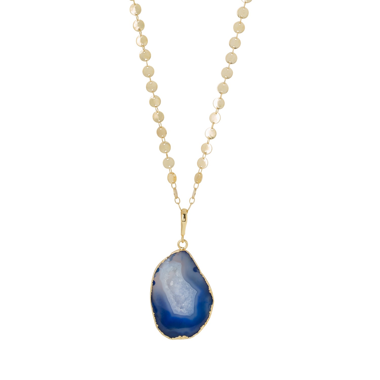 Women’s Gold / Blue Ultra Cobalt Blue Agate Super-Long Gold Pendant Necklace Yaa Yaa London