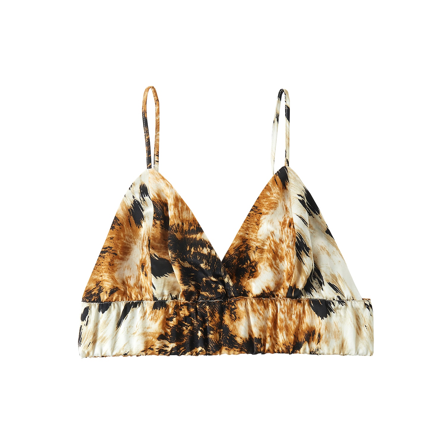 Soft Strokes Silk Women's Brown Mulberry Silk Cropped Camisole Top Leopard Print In Brown