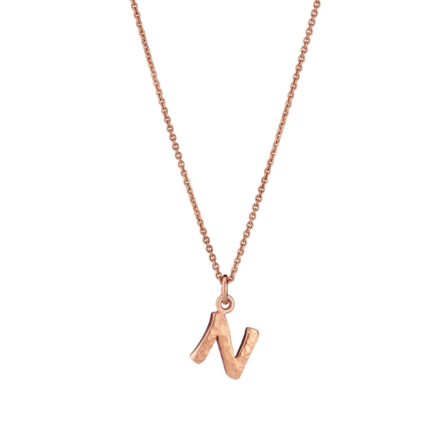 Women’s Rose Gold Plated Textured Initial Letter Necklace Posh Totty Designs