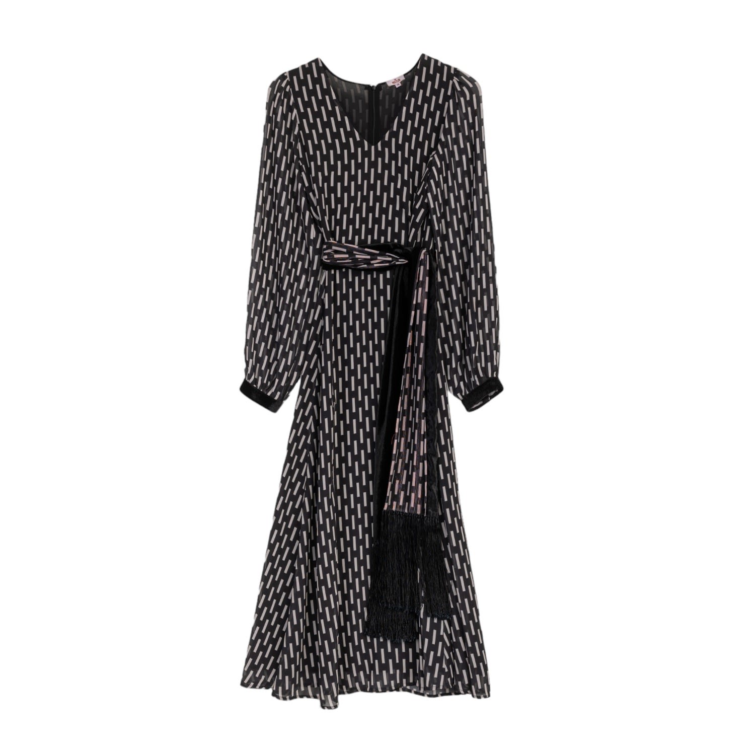 Niza Women's Black Lia Midi Geometric Print Dress In Black