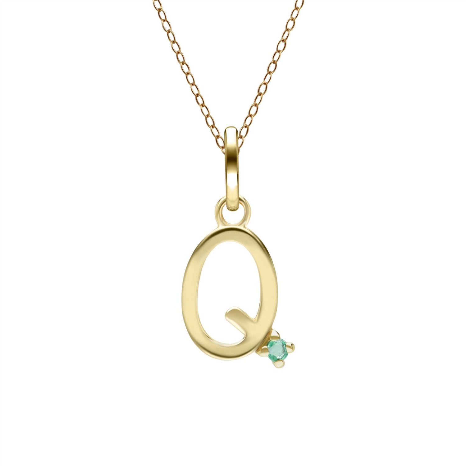 Women’s Gold / Green Initial Q Emerald In Yellow Gold Gemondo