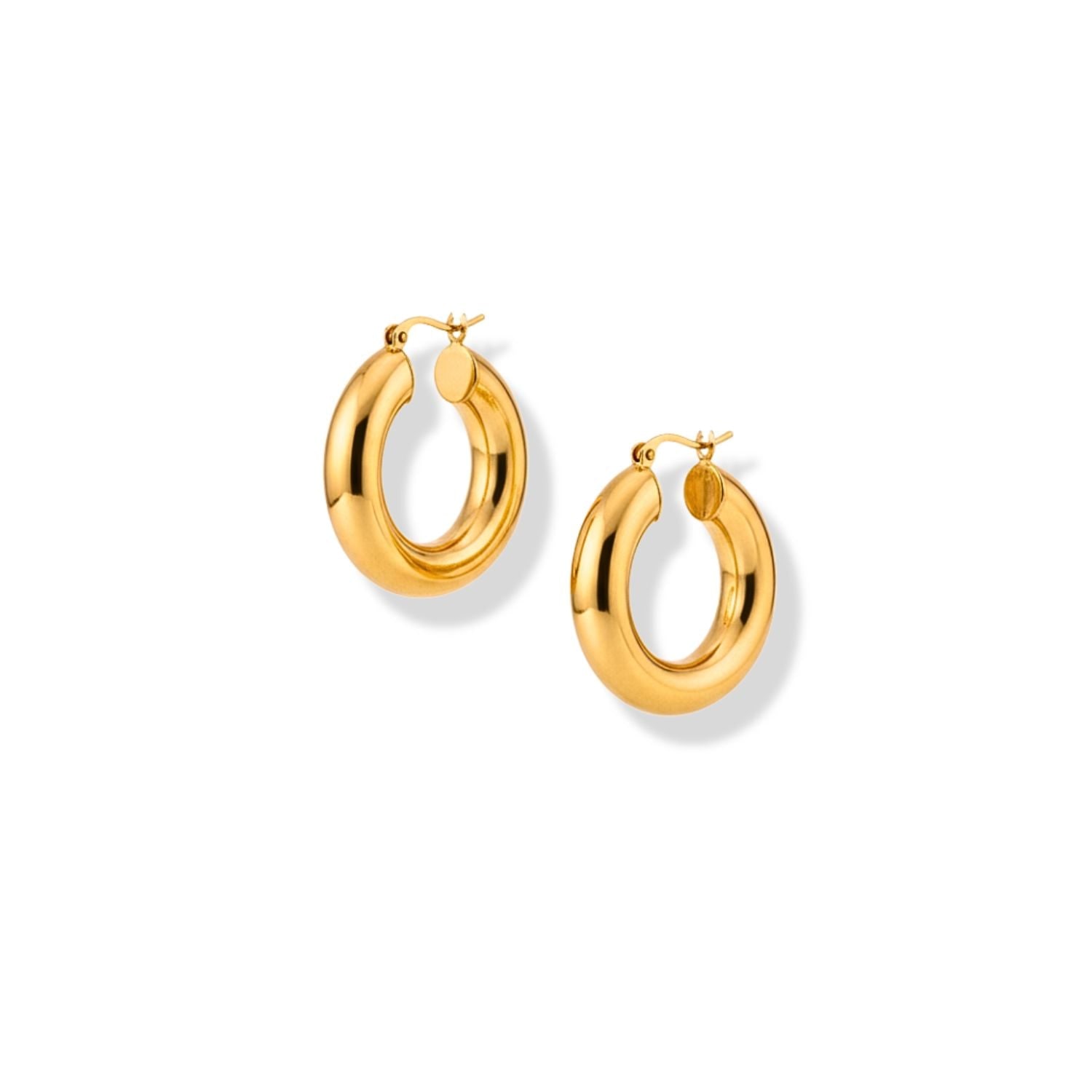 Jaredjamin Women's Gold Smooth Doughnut Hoop Earrings