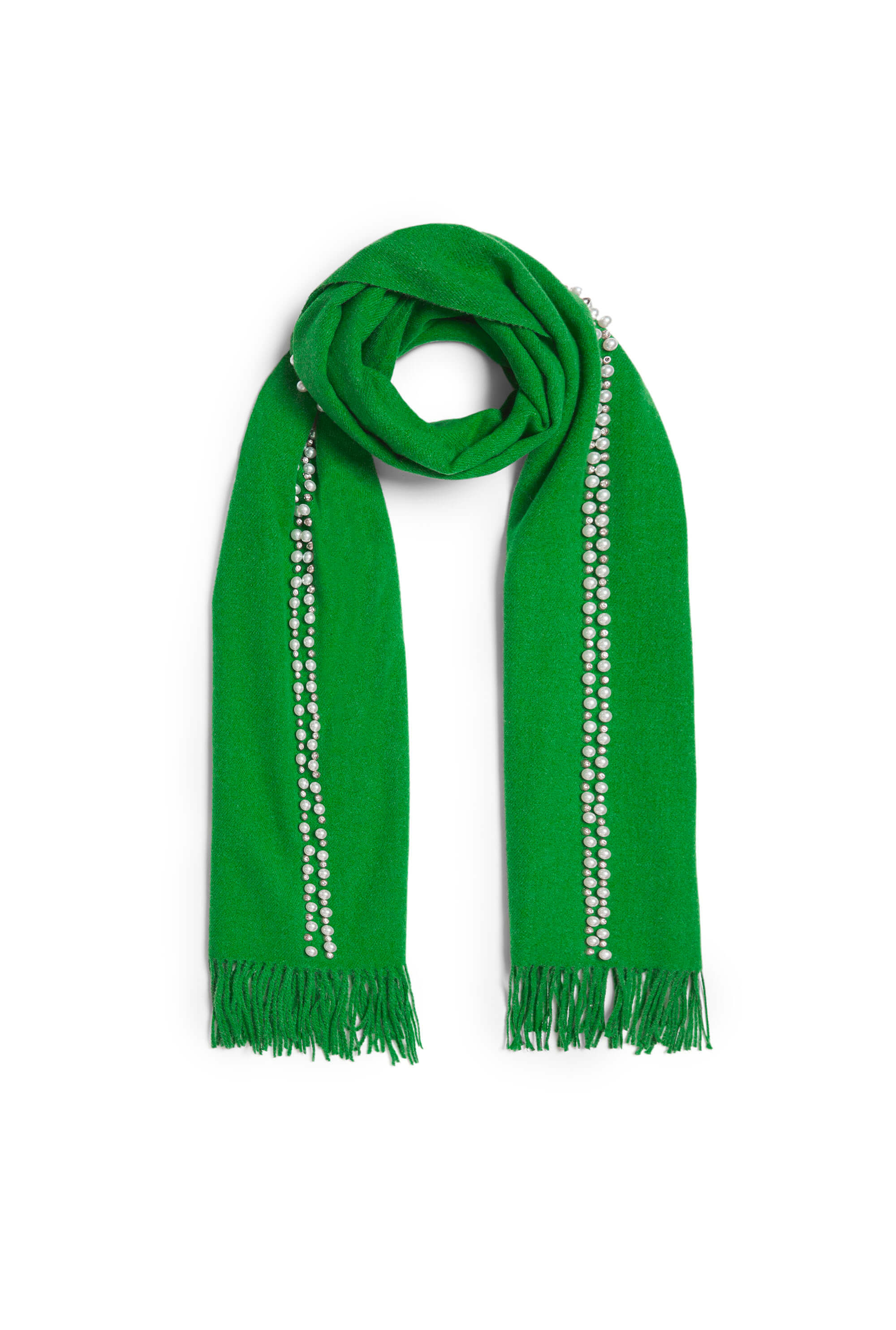 James Lakeland Women's Dark Green Pearl Detail Scarf In Green