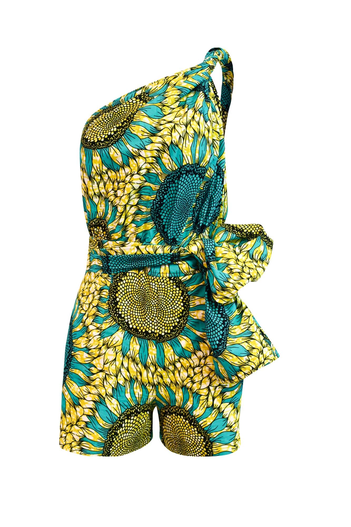 Women’s Green / Yellow / Orange Chinwe Shorts Infinity Romper Yellow And Green Sunflower Print Tropicana Extra Large Oliveankara