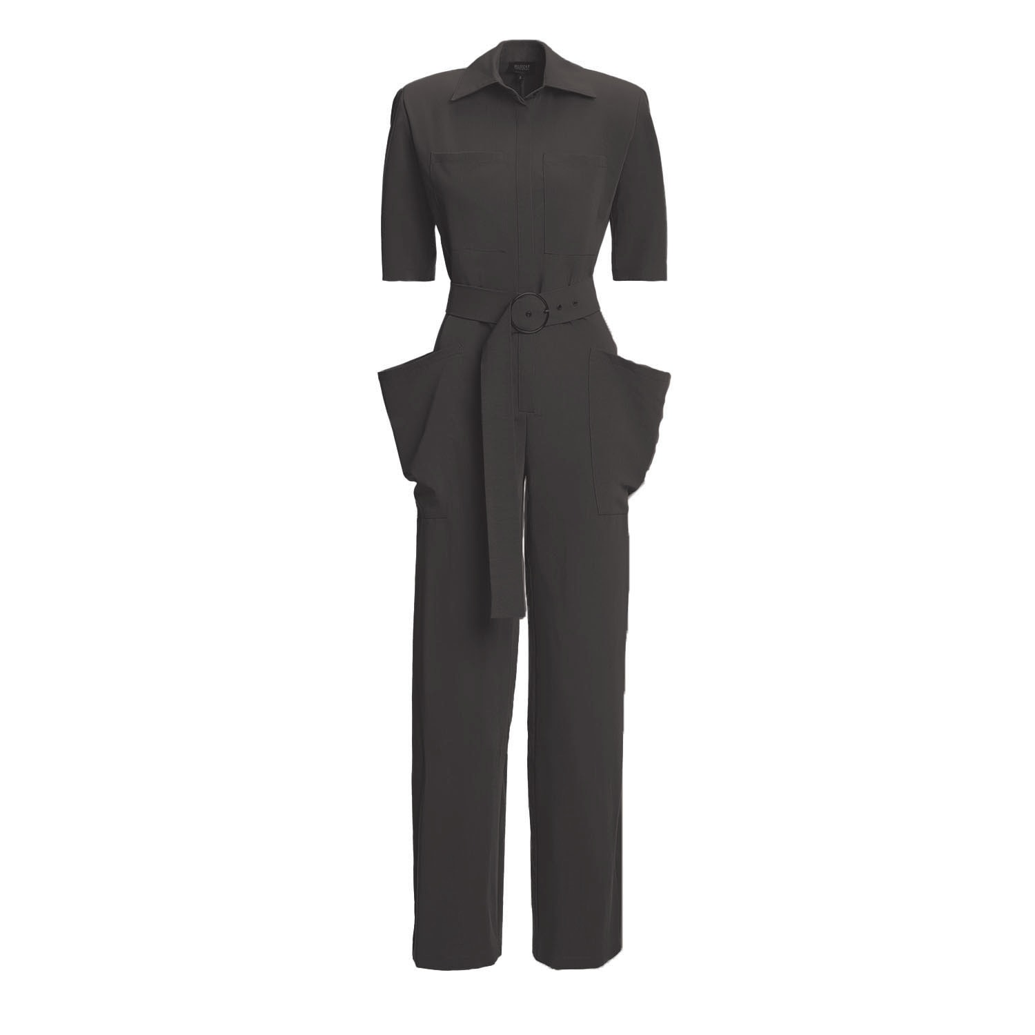 Bluzat Women's Black Maxi Jumpsuit With Short Sleeves In Black
