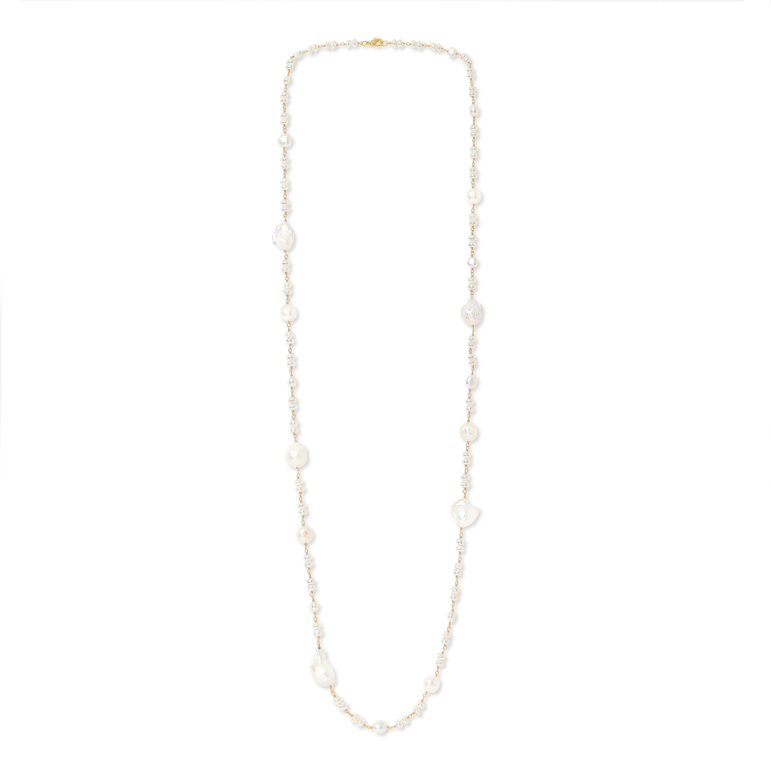 Pearls Of The Orient Online Women's Gold / White Decus Baroque Cultured Freshwater Pearl Necklace In Multi