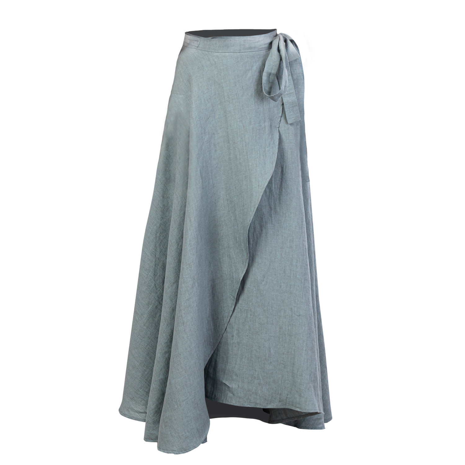 Nikka Place Women's Summer Beach Linen Wrap Skirt With Tie In Dusty Blue In Blue