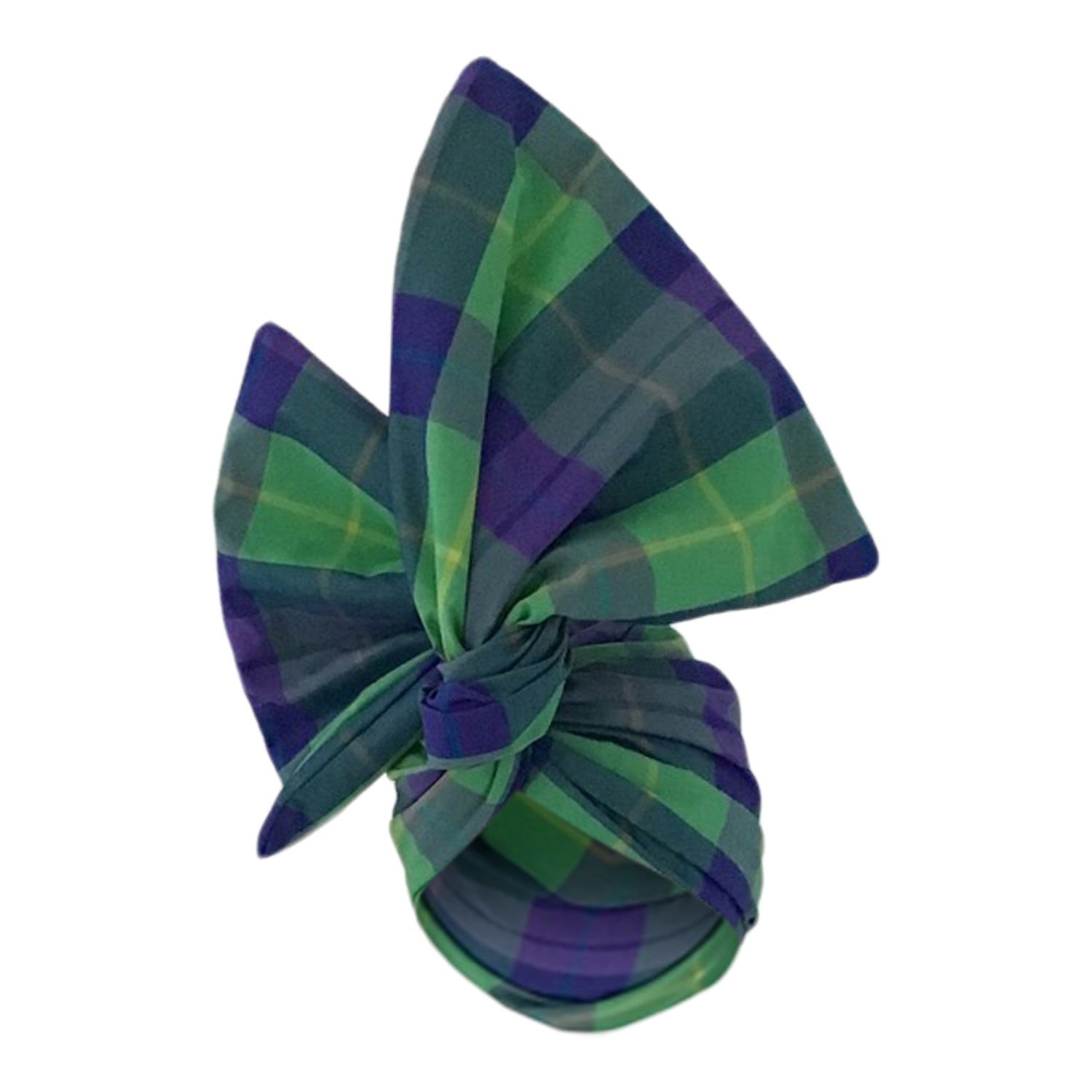 Women’s Green / Blue Twisturban Turban In Royal & Green Plaid Cotton Shirting Romer Millinery