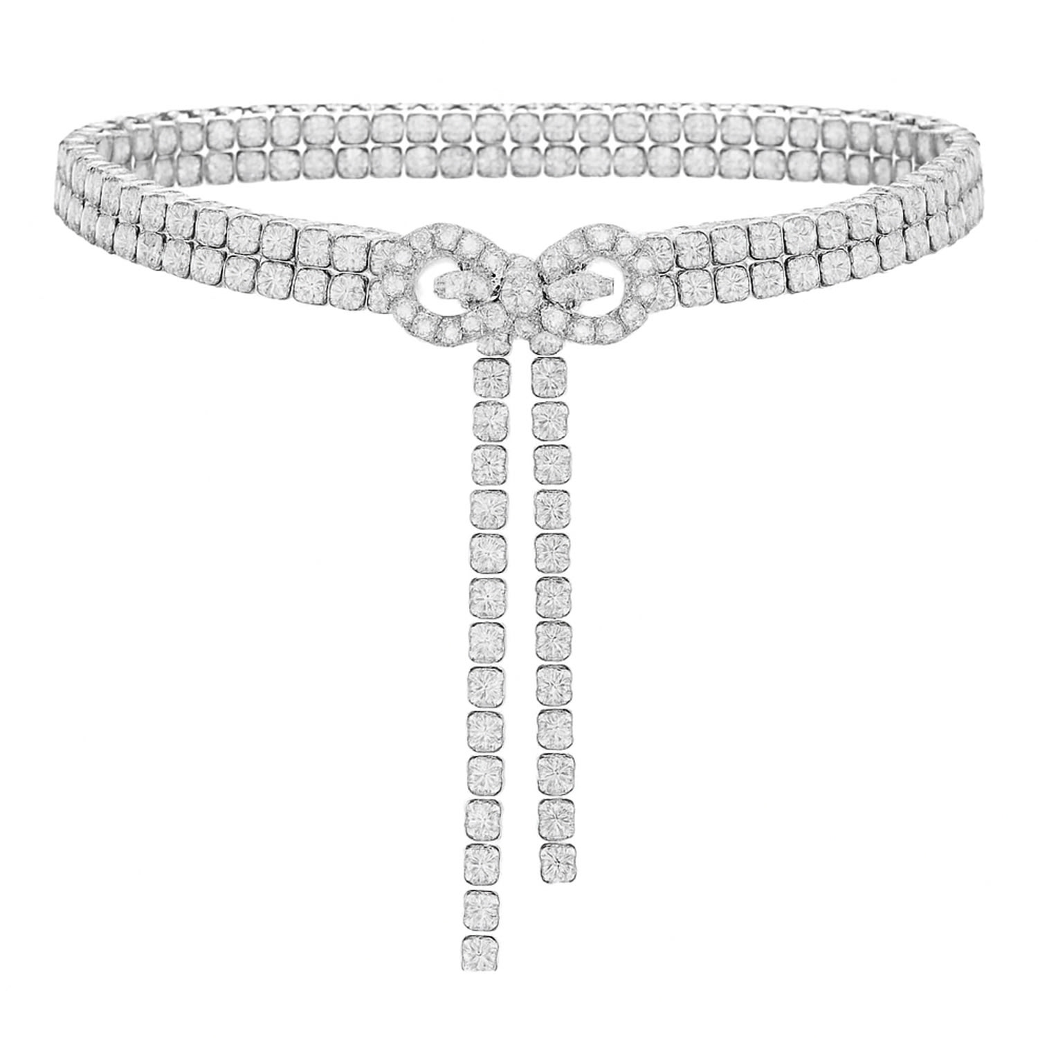 The Gala Women's Silver Crystal Bow Choker In Silver