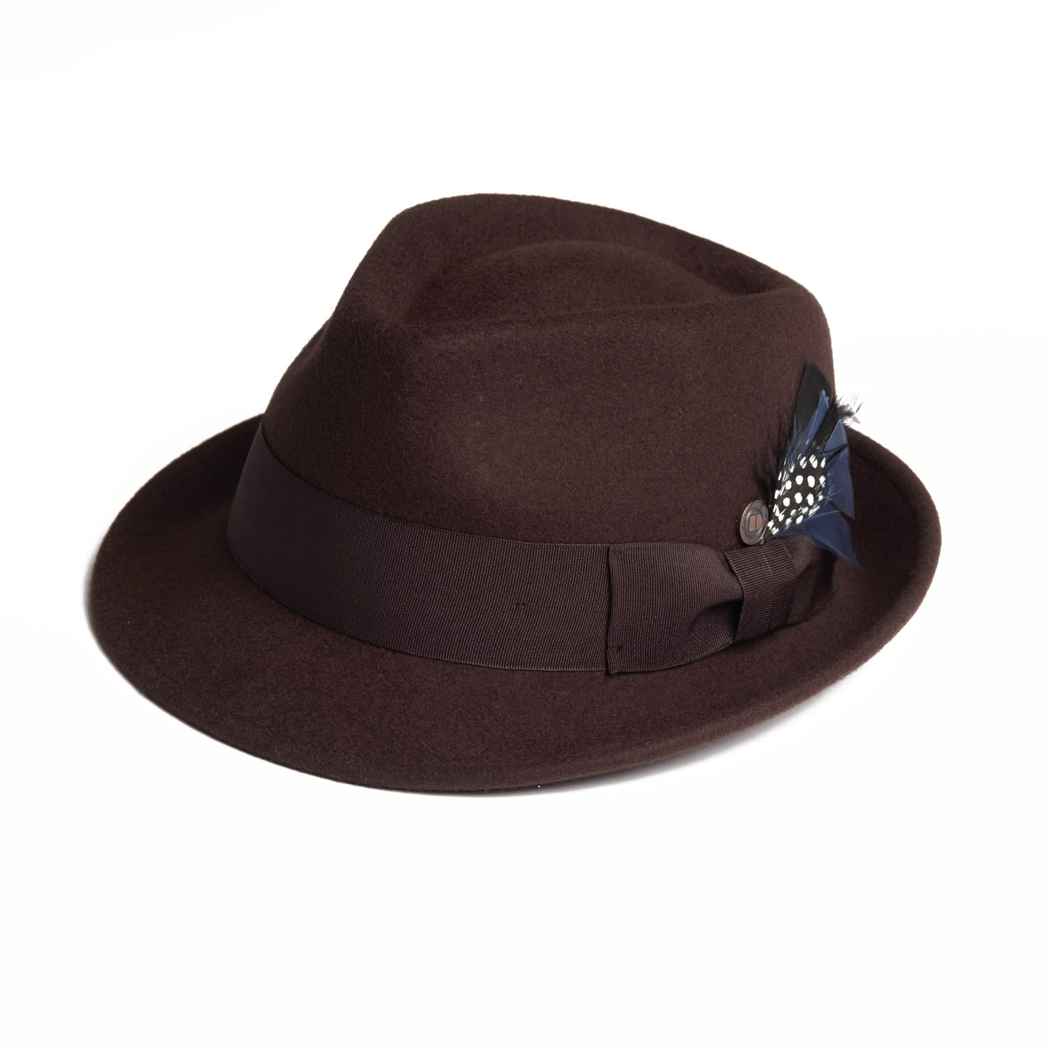 Dasmarca Hats Men's Darwin Brown Felt Trilby With Feather In Brown