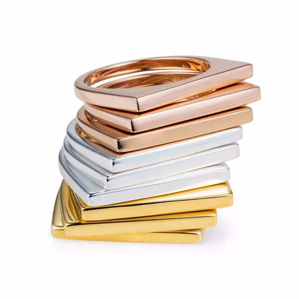 Neola Minerva Gold Geometric Stacking Ring In Stacking