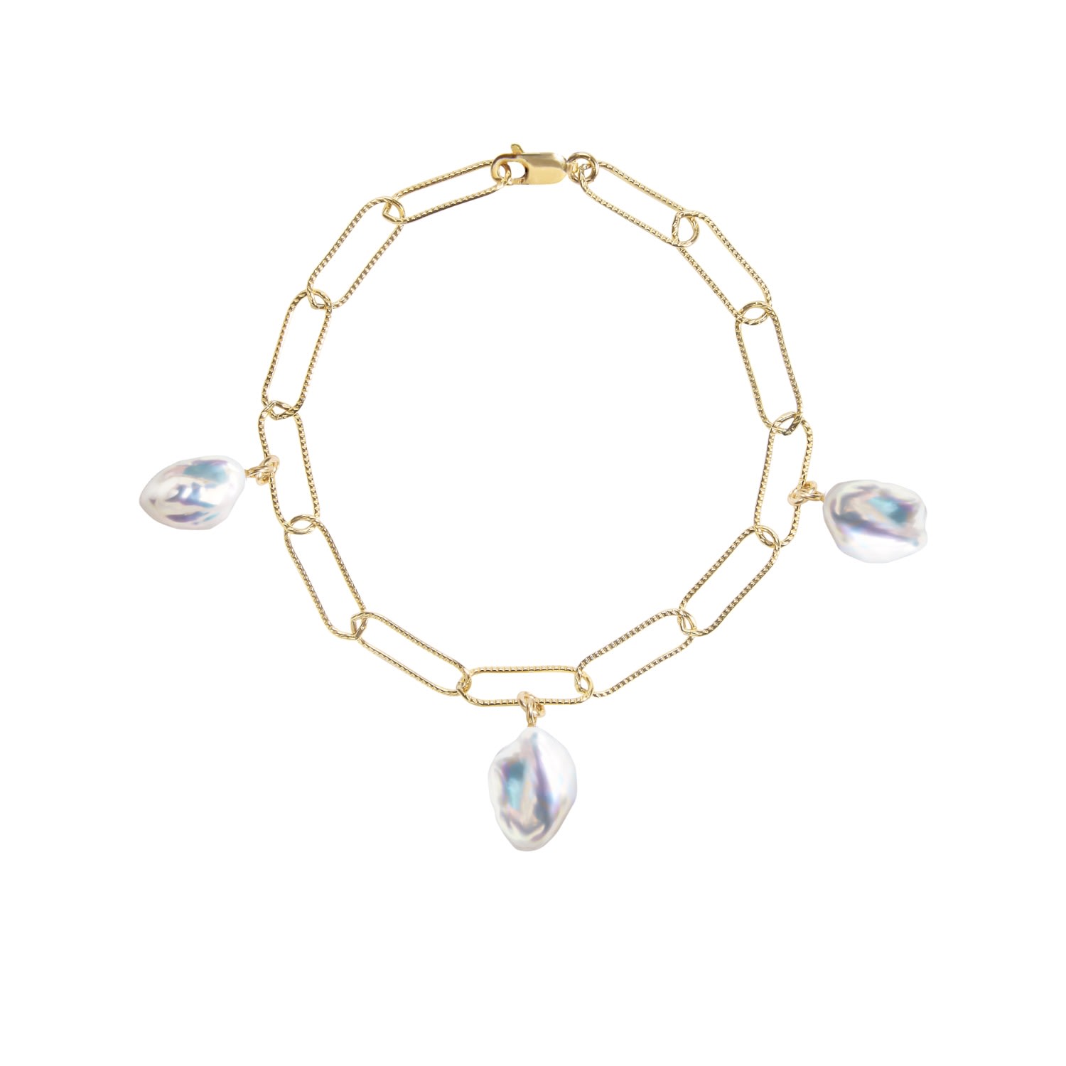 Ora Pearls Women's Gold / White Aurelia Keshi Pearl Large Link Chain Bracelet - Gold & White In Multi