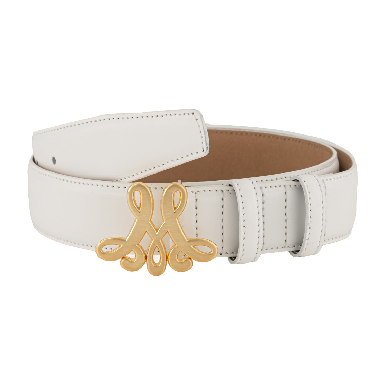 Merlenne Women's Leather Belt Featuring A Hand-buffed Finish In White