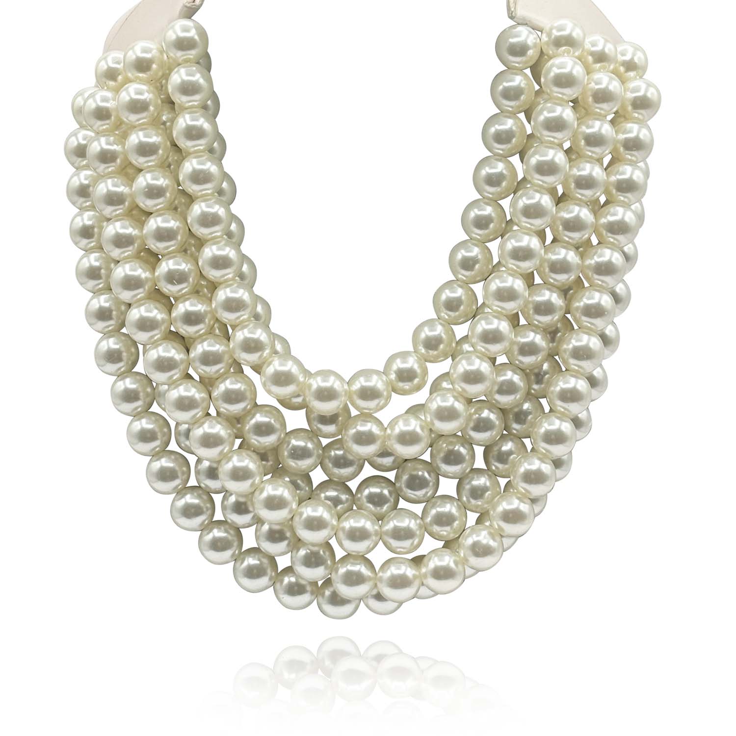 Michael Nash Jewelry Women's Neutrals Multi-strand Faux Pearl Necklace With Ivory Vegan Adjustable Clasp In White