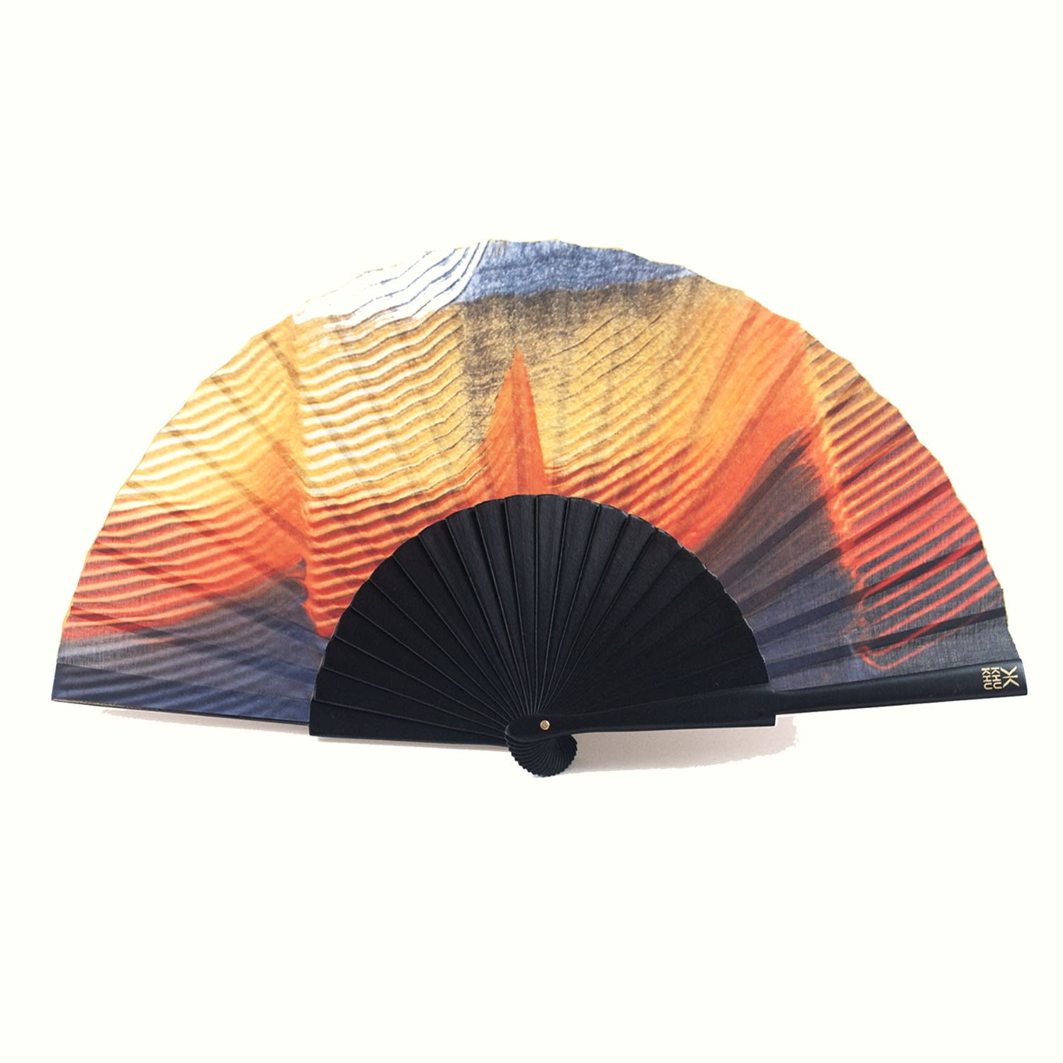 Khu Khu  Yellow / Orange / Red Kingfisher Hand-fan