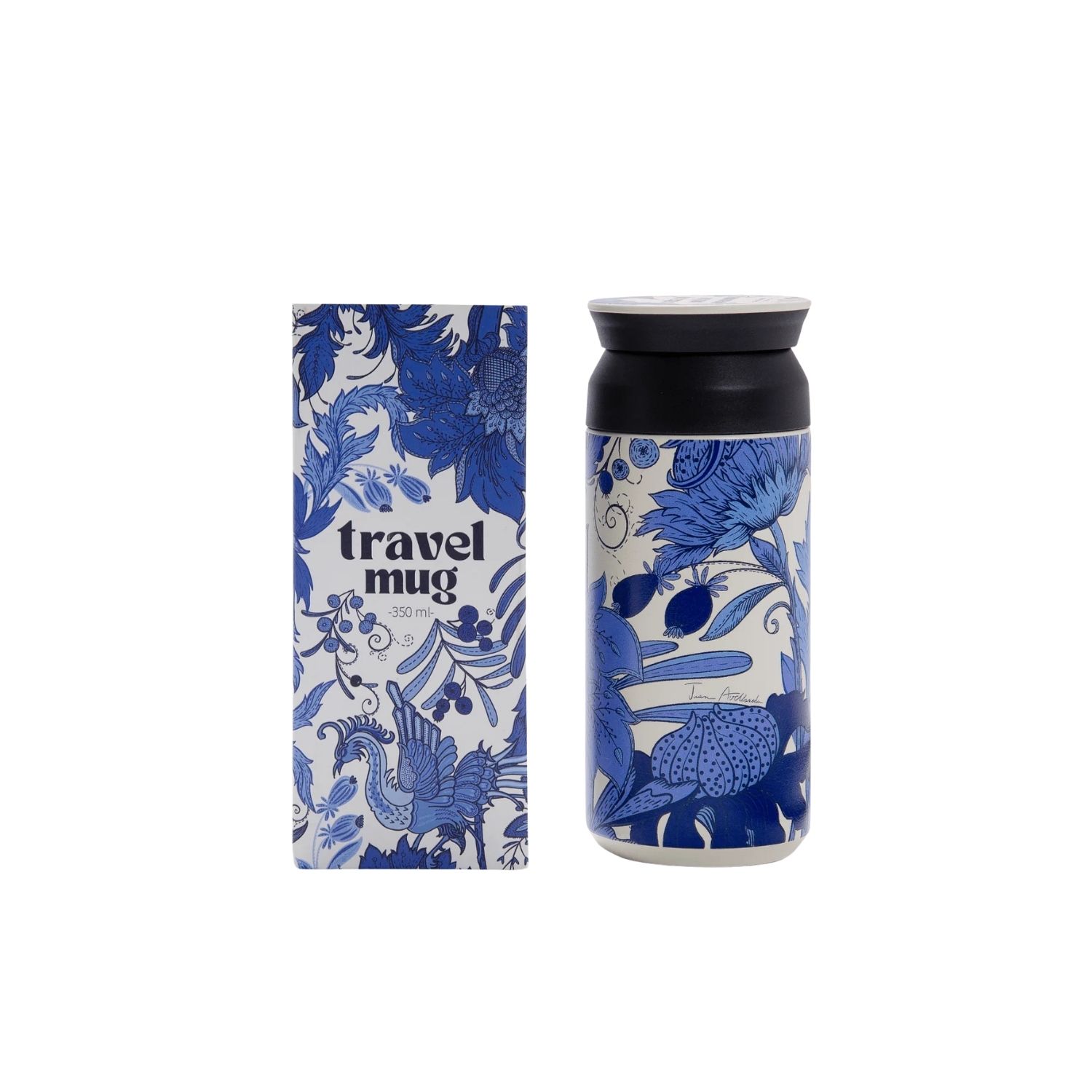 Juan Avellaneda X Seeiou Leak-proof Stainless Steel Thermos With Silicone Seal – Durable Travel Bottle - Blue In Blue