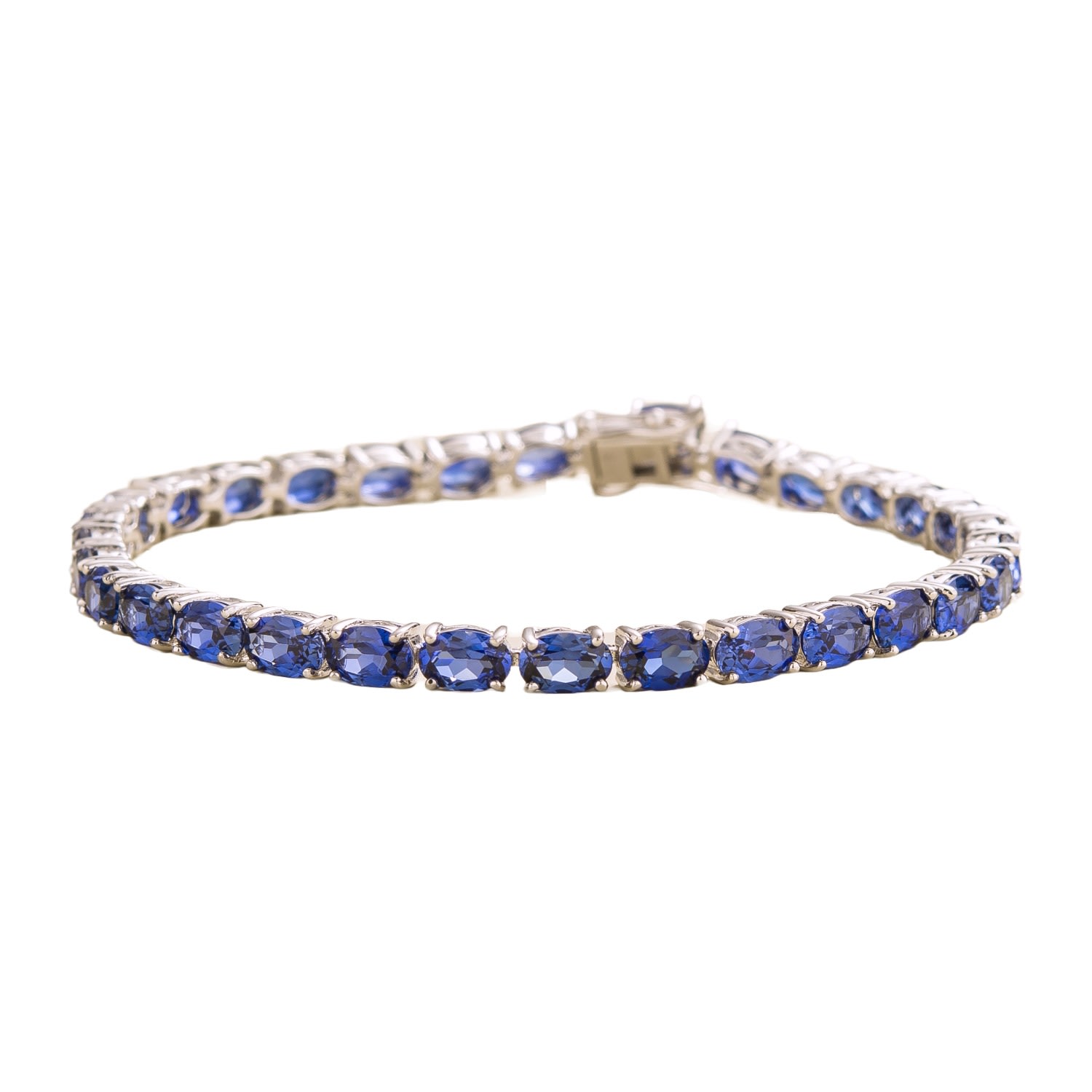 Juvetti Women's Silver / Blue / White Salto White Gold Tennis Bracelet In Blue Sapphire In Multi