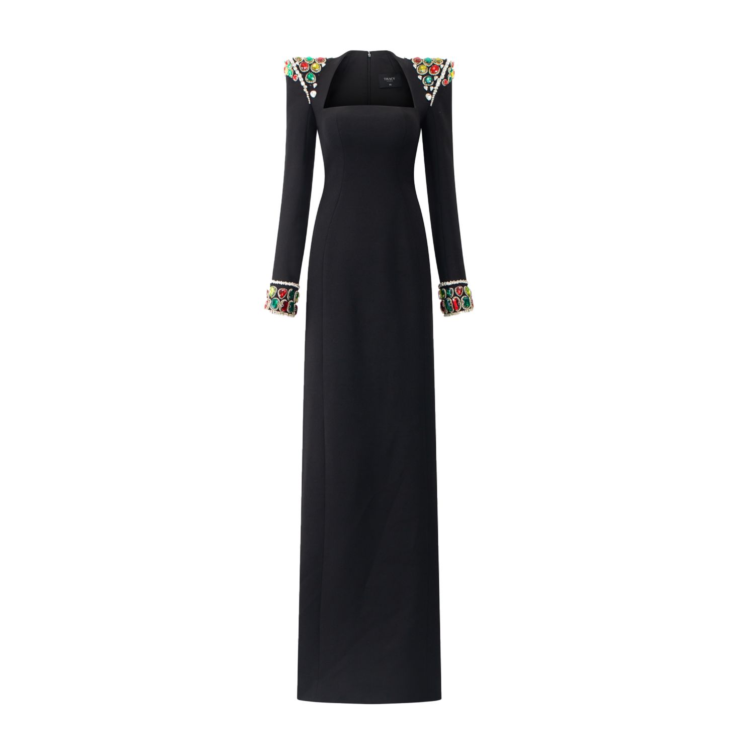 Women’s Long Sleeve Stone Embellished Shoulder Dress - Black Medium Tracy Studio