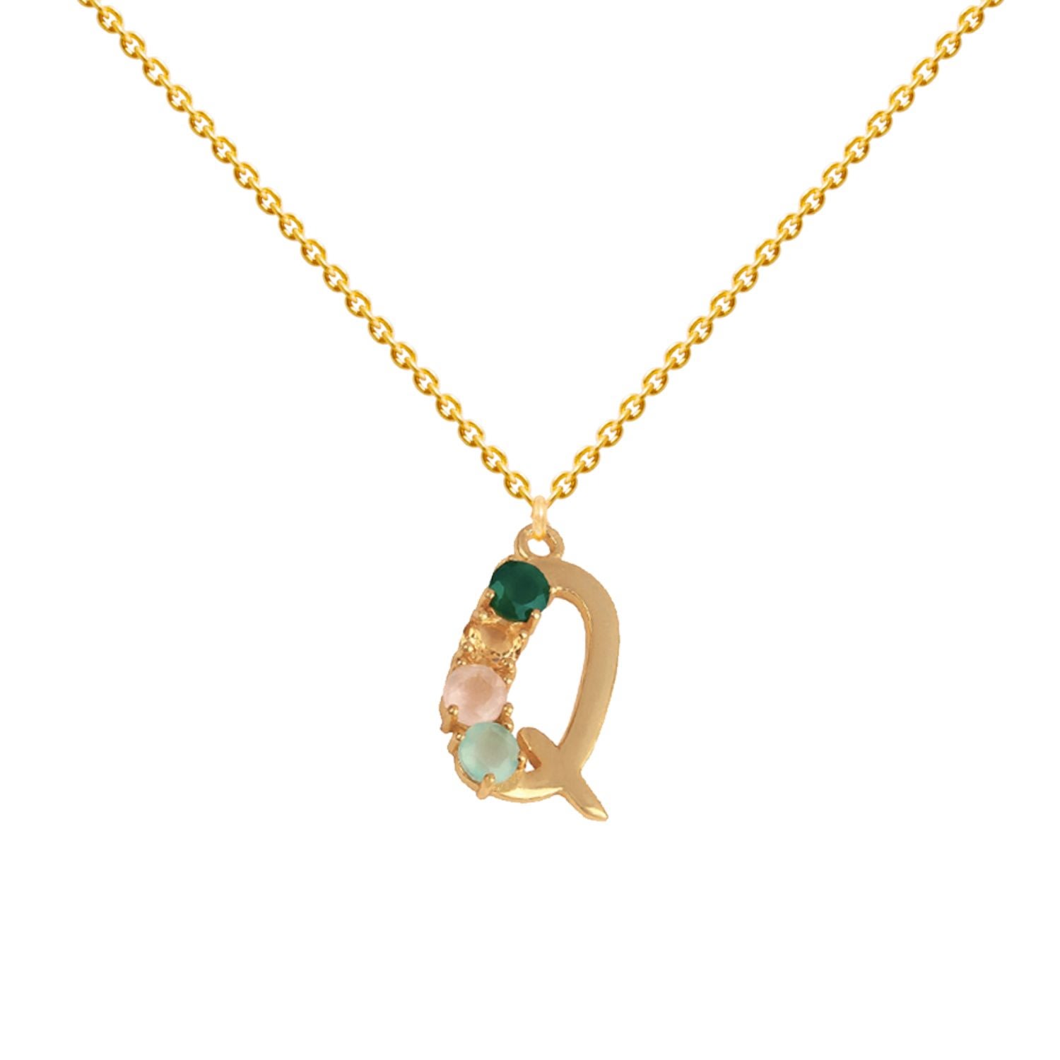 Lavani Jewels Women's Multicolored Initial Q Necklace In Gold