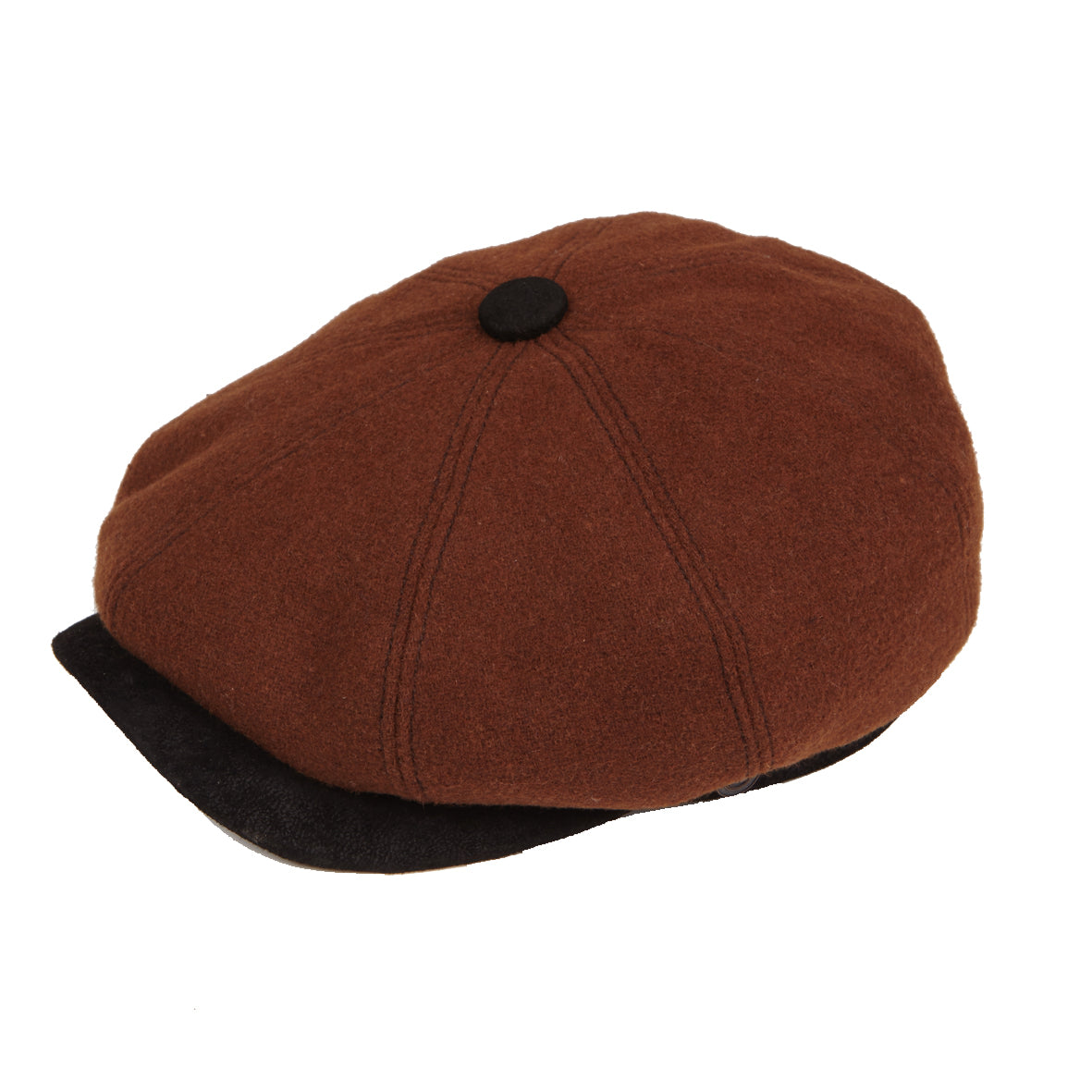 Dasmarca Hats Men's Eden Tobacco Brown Wool Newsboy Bakerboy Peaky Cap With Leather Visor Peak In Brown