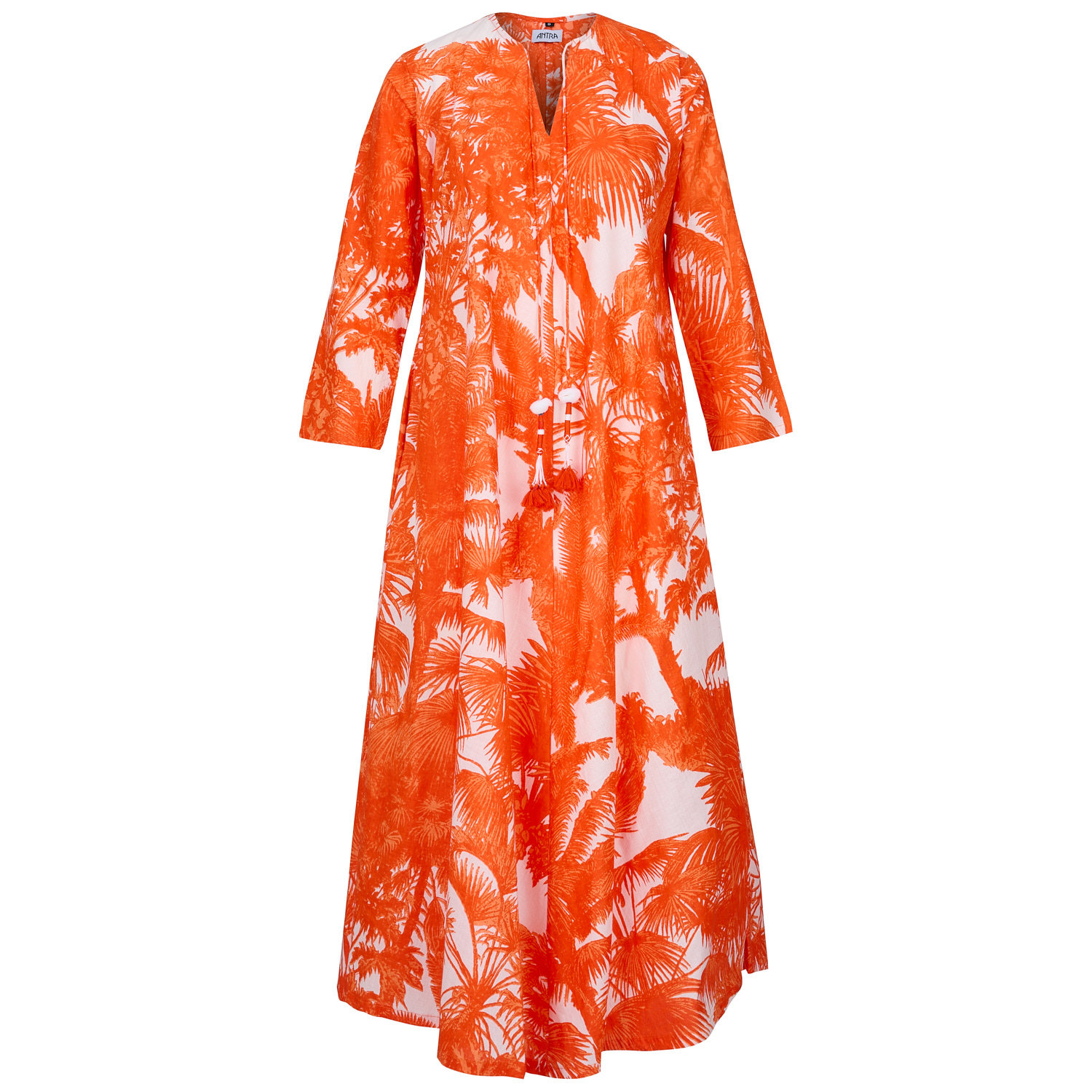 Antra Designs Women's Yellow / Orange Neon Orange Melikki Cotton Kaftan In Yellow/orange