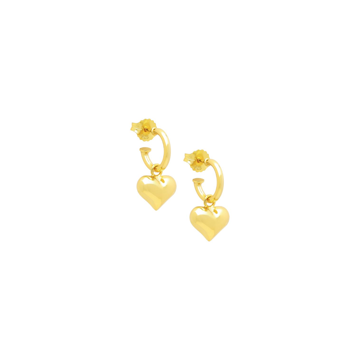 Seven Saints Women's Puffy Heart Dangle Hoop Earrings, Gold Over Sterling Silver In Gold