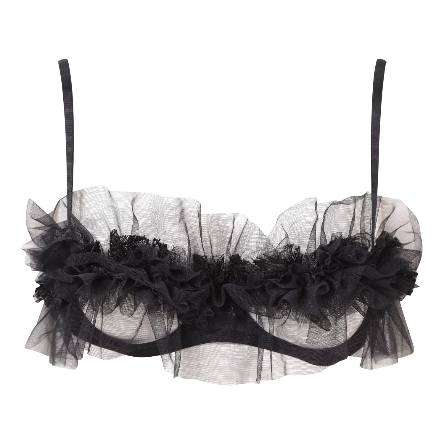 Women’s Black Dakota Ouvert Ruffle Bralette Large Belle-Et-Bonbon