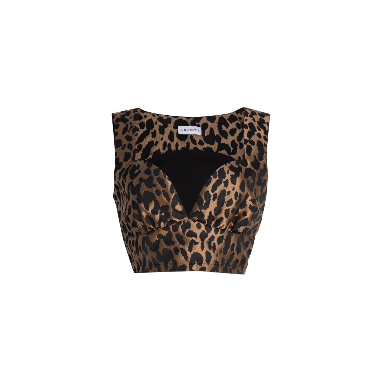 Circular Path Women's Black / Gold Crop Bustier Top - Leopard In Green