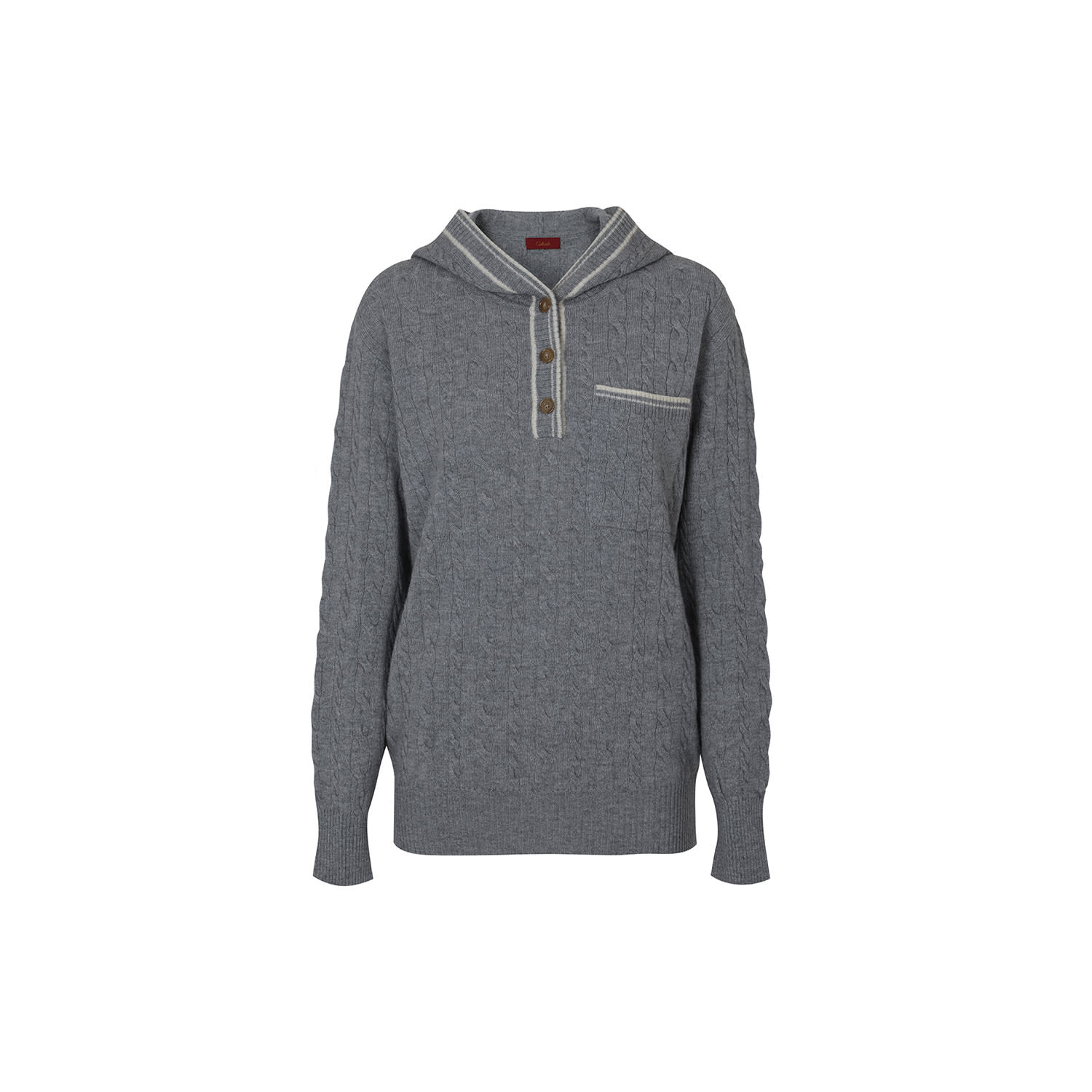 Callaite Women's Cashmere Cable Hood Top - Grey In Grey