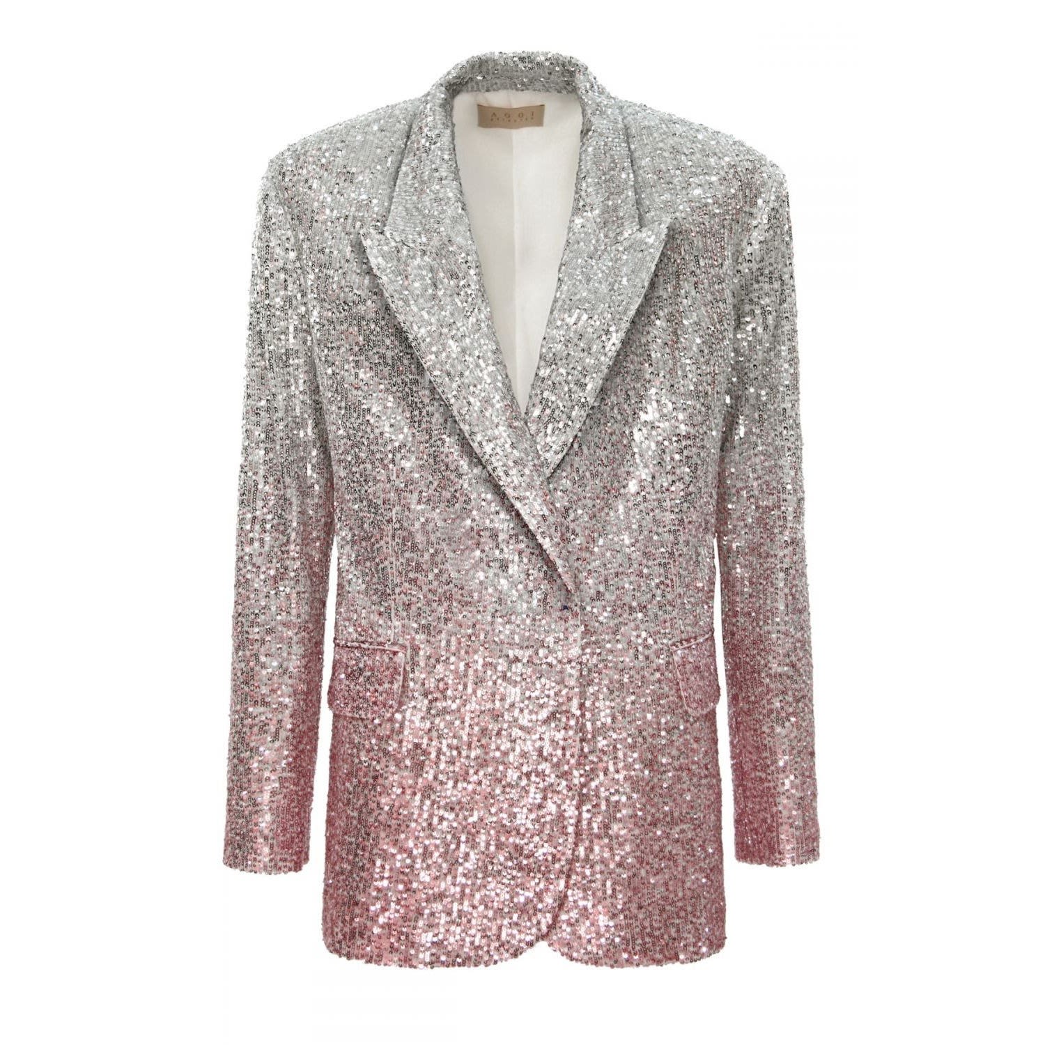 Aggi By Halewski Gioia Silver Peony Sequin Blazer