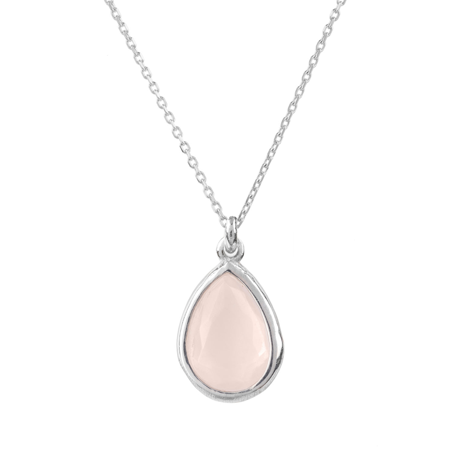 Women’s Silver / Neutrals Pisa Mini Teardrop Necklace Silver Rose Quartz Latelita