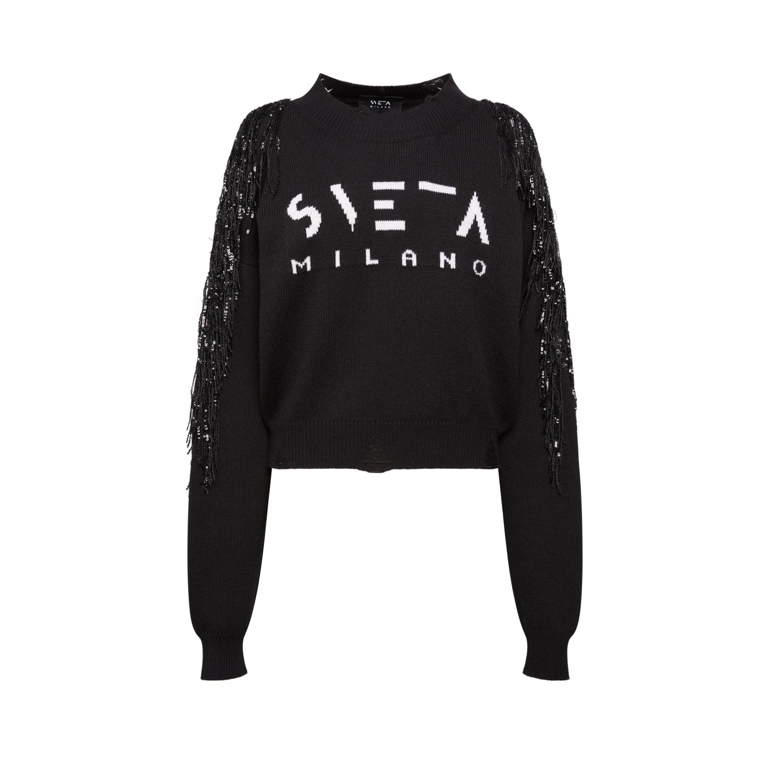 Women’s Black Elena Sweater With Sveta Milano Logo One Size