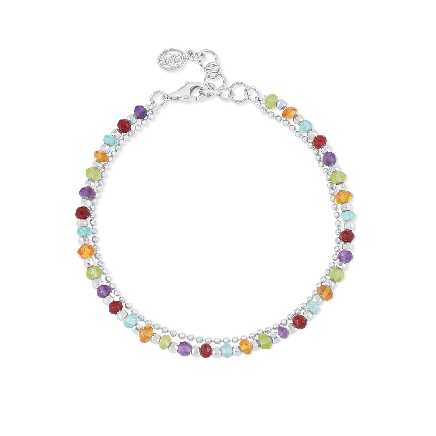 Dower & Hall Women's Rainbow Faceted Bead Orissa Bracelet In Sterling Silver In Animal Print