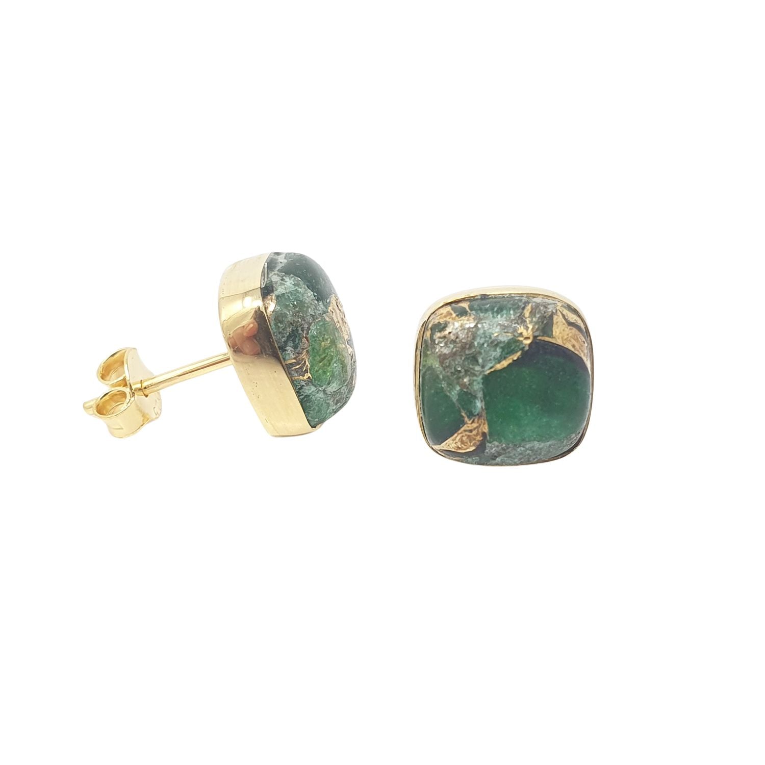 Harfi Women's Gold / Green Emerald May Birthstone Gold Plated Stud Earrings In Multi