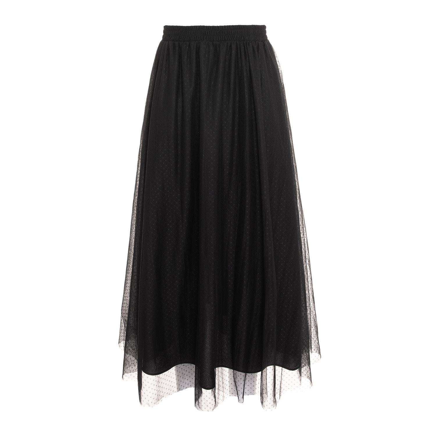 Concept A Trois Women's Black Tulle Skirt With Polka Dots In Black
