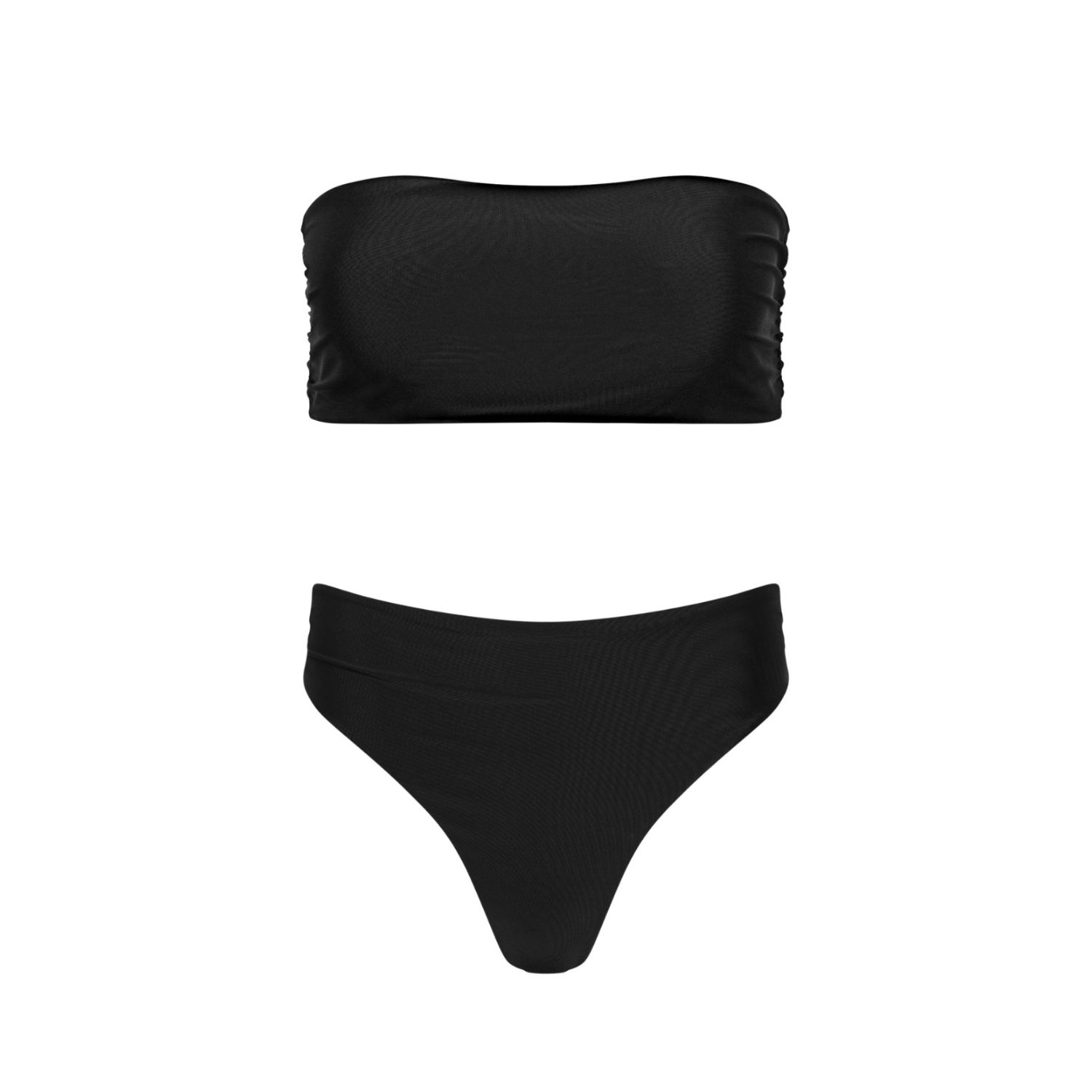 Playaluxe Women's Capri Black Ruched Bandeau Bikini Set