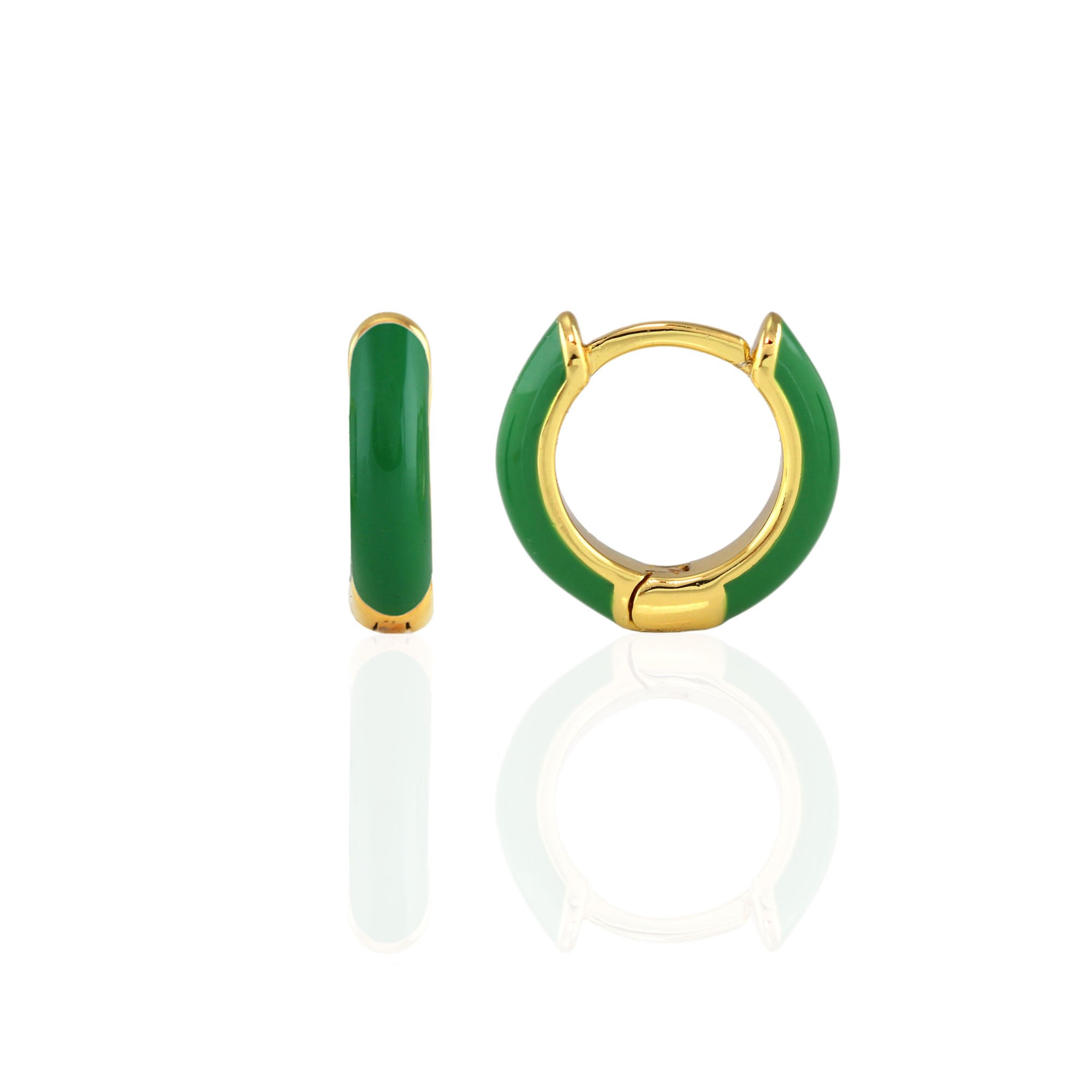 Women’s Green Enamel Hoop Earrings Gold Vermeil Kris Nations