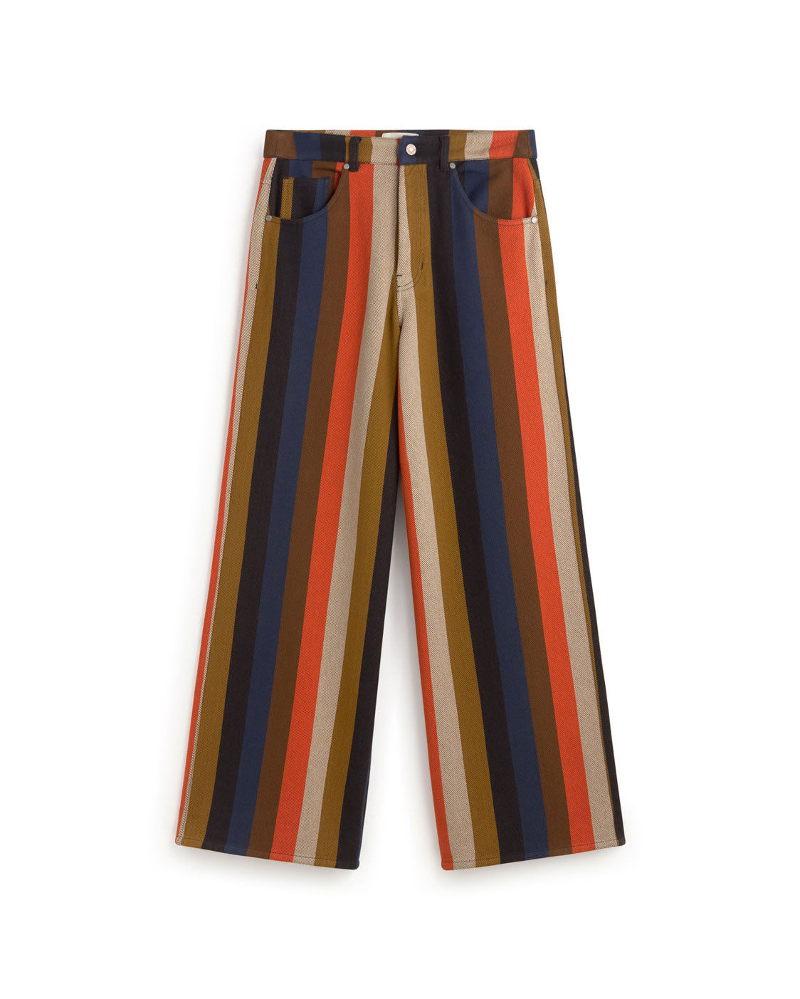 Thinking Mu Women's Orange Striped Wide Leg Burnley Hedda Pants In Multi