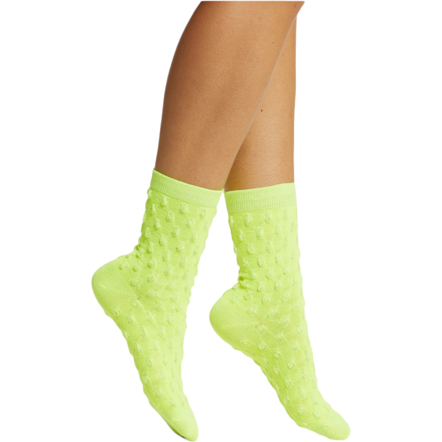 High Heel Jungle By Kathryn Eisman Women's Green Waffle Combed Cotton Socks - Lime In Green