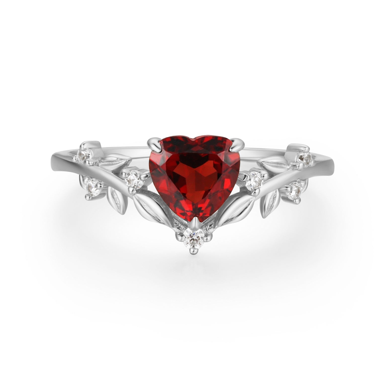 Women’s Silver Heart Desire Red Garnet White Gold Vermeil Azura Jewelry New York